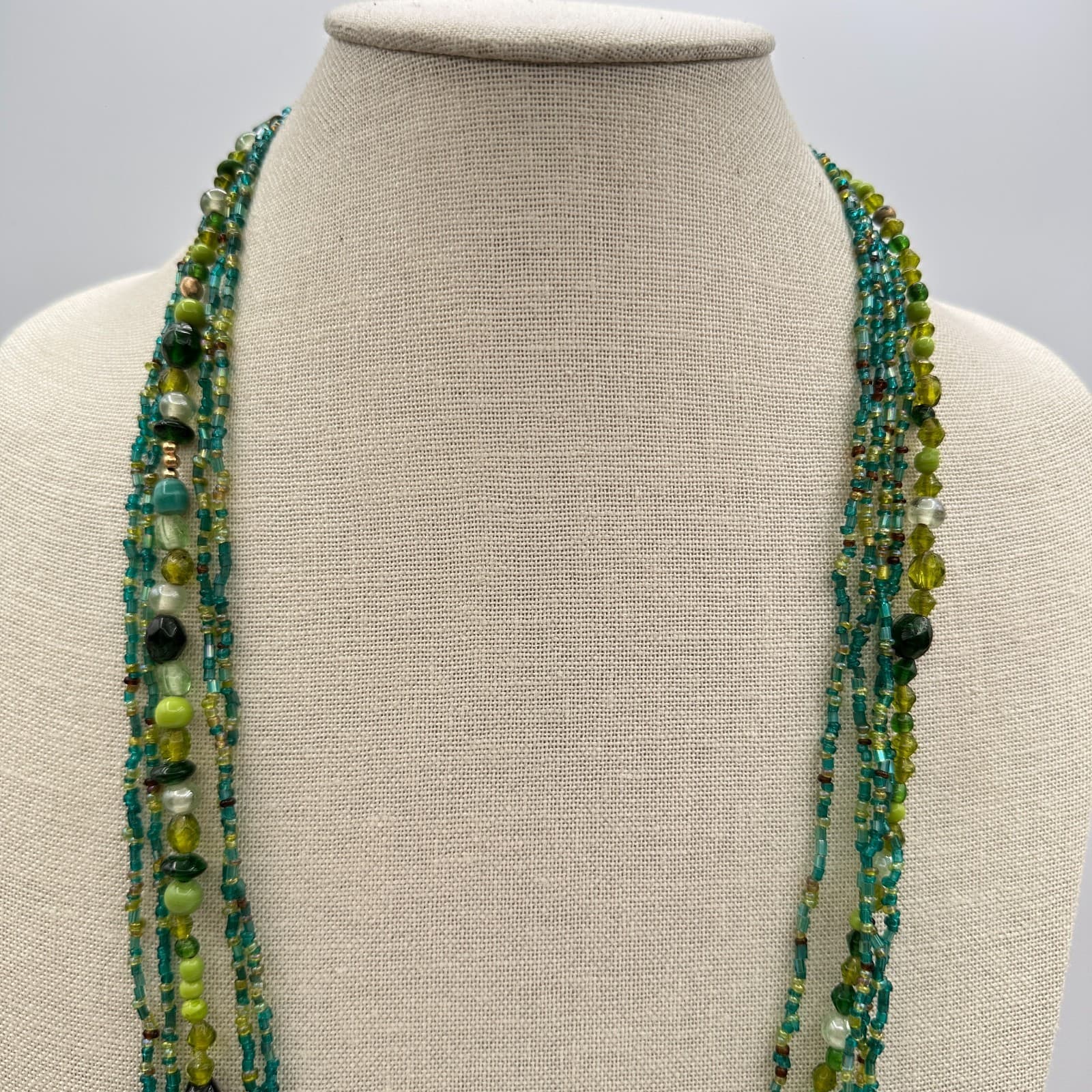 Vintage 90s Gold Tone Beaded Multi-Strand Necklace Women's Classic Jewelry - Thumbnail 10