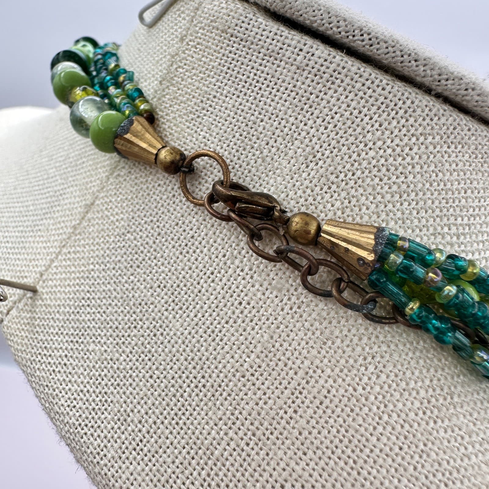 Vintage 90s Gold Tone Beaded Multi-Strand Necklace Women's Classic Jewelry - Thumbnail 11