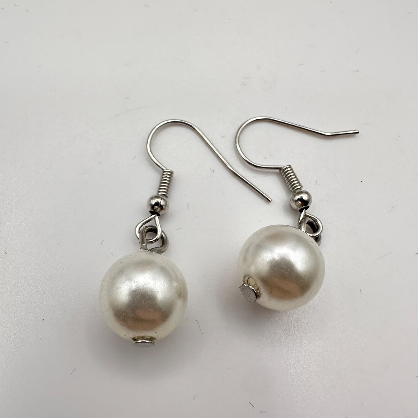 Vintage Y2K Silver Tone Pearl Bunch Statement Necklace Earrings Set Boho Jewelry - Thumbnail 13