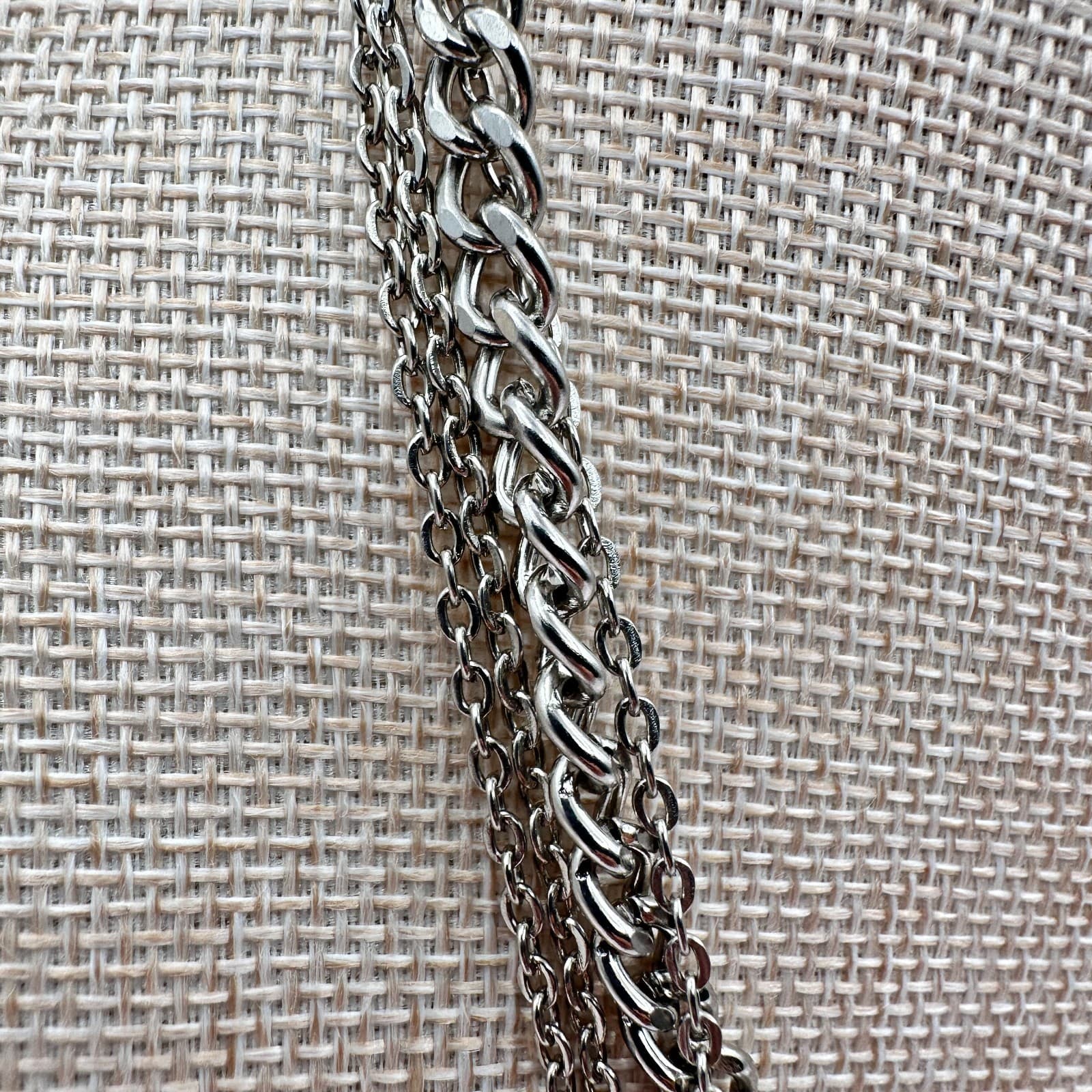 Vintage Y2K Silver Tone Layered Necklace Cross Virgin Mary lock Charms Jewelry - Thumbnail 5