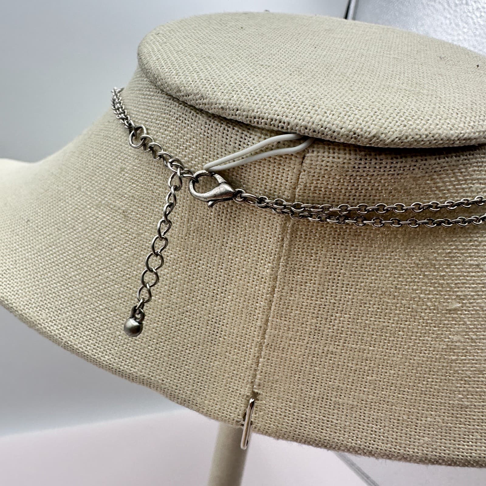Vintage 90s Multi Strand Layered Necklace Silver Tone Hearts Disk Charms Jewelry - Thumbnail 7