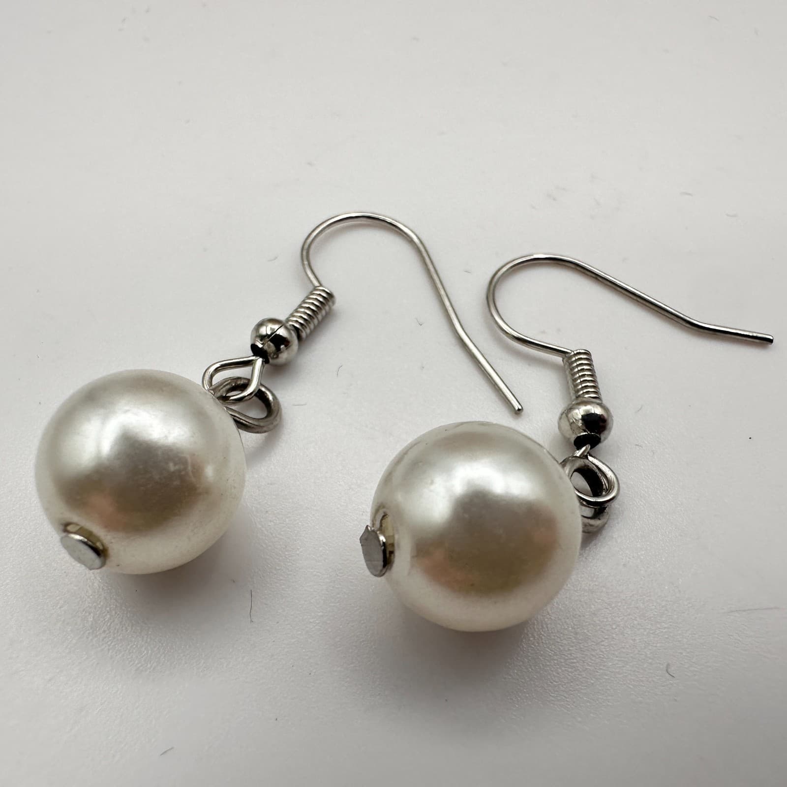 Vintage Y2K Silver Tone Pearl Bunch Statement Necklace Earrings Set Boho Jewelry - Thumbnail 15