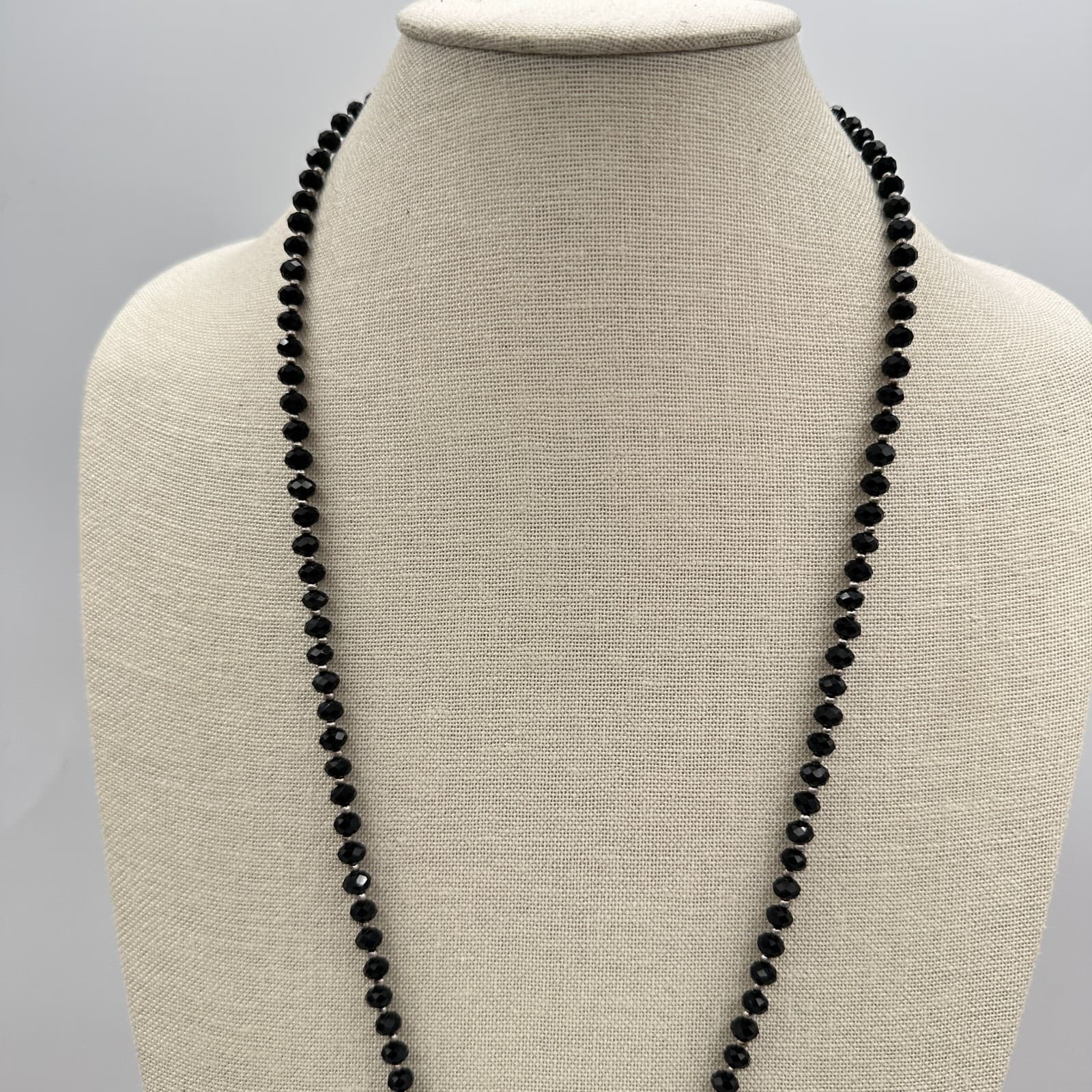 Vintage Y2K Black Beaded Leopard Print Tassel Necklace Boho Statement Jewelry - Thumbnail 8