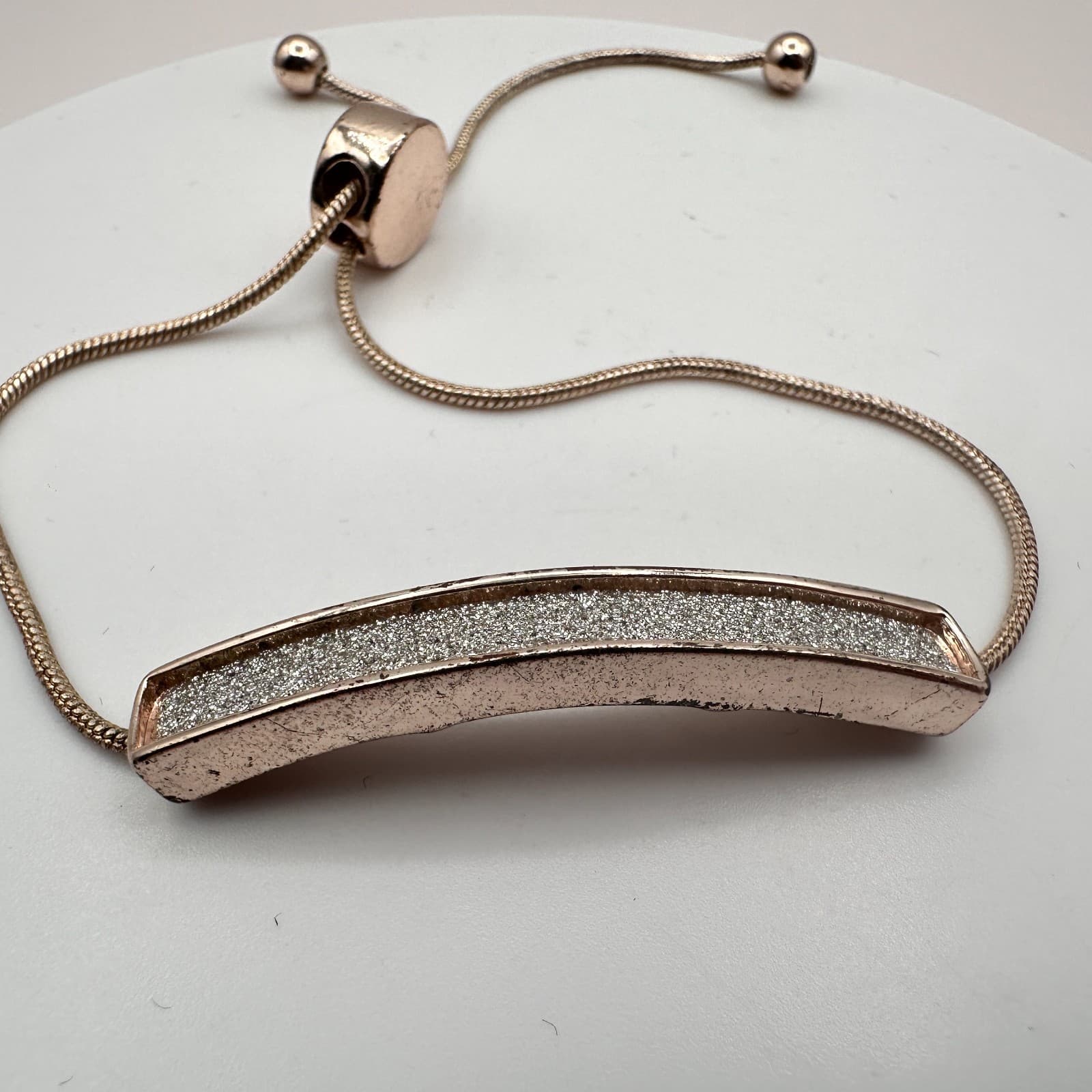 Vintage Y2K Rose Gold Tone Slider Bracelet Stud & Dangle Earrings Jewelry Set - Thumbnail 8