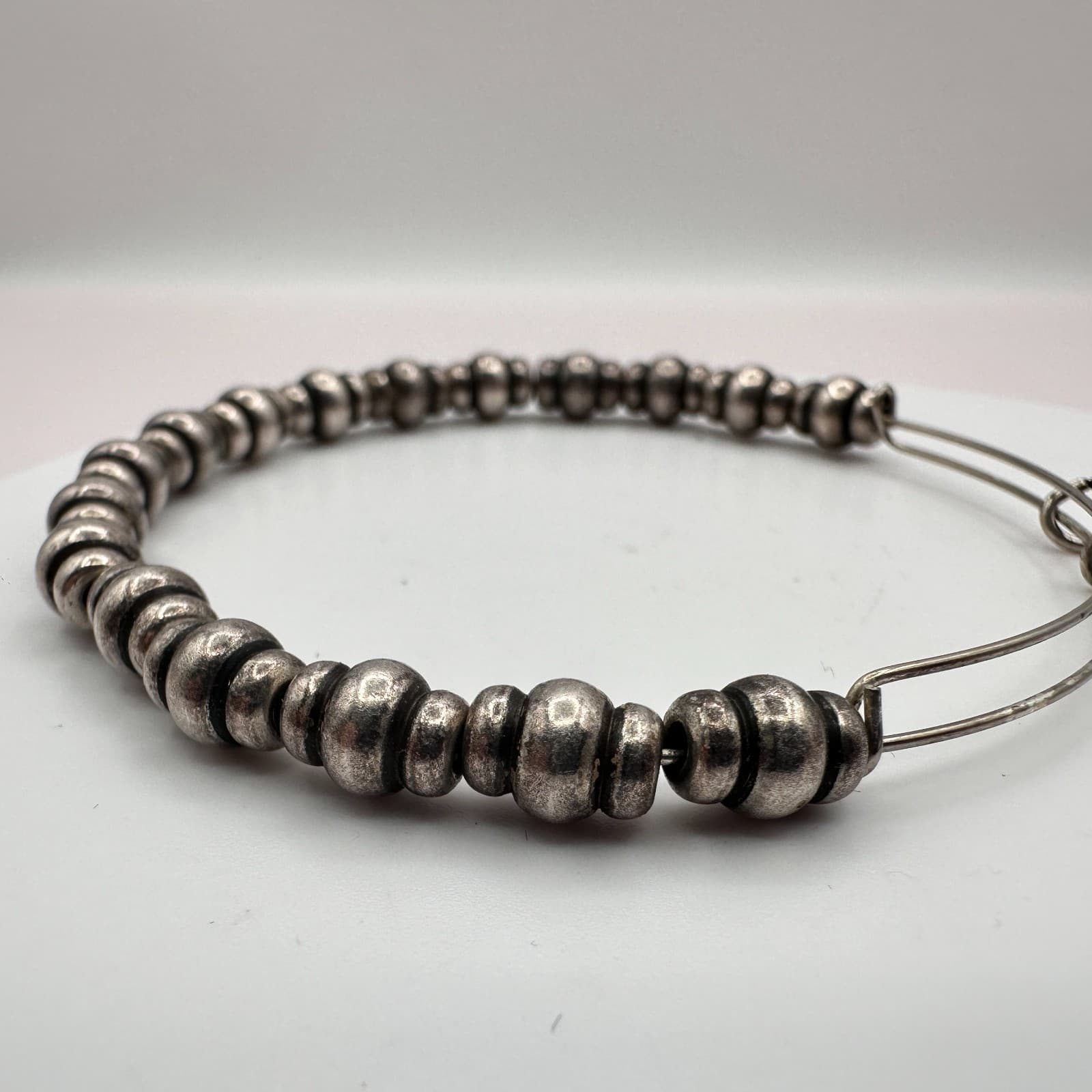 Vintage 90s Alex and Ani Silver-Tone Beaded Bracelet Women's Classic Jewelry - Thumbnail 6