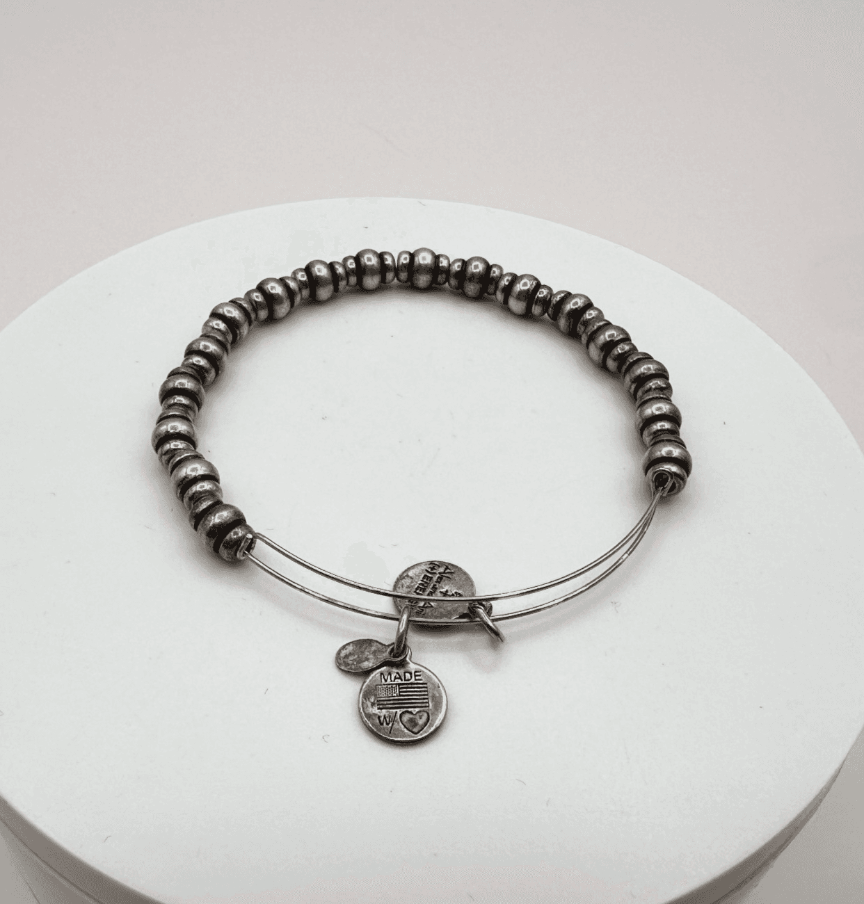 Vintage 90s Alex and Ani Silver-Tone Beaded Bracelet Women's Classic Jewelry - Thumbnail 2