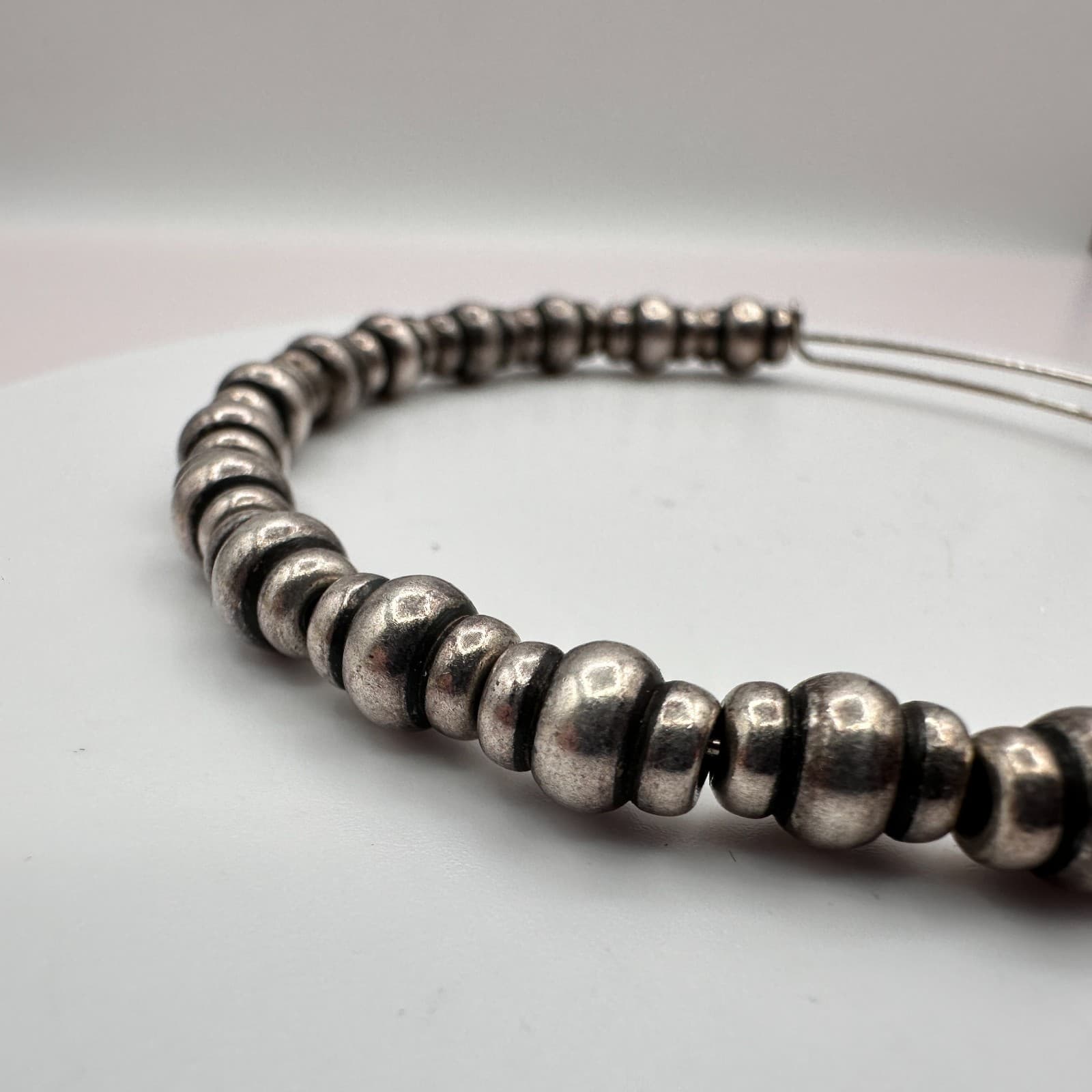 Vintage 90s Alex and Ani Silver-Tone Beaded Bracelet Women's Classic Jewelry - Thumbnail 4