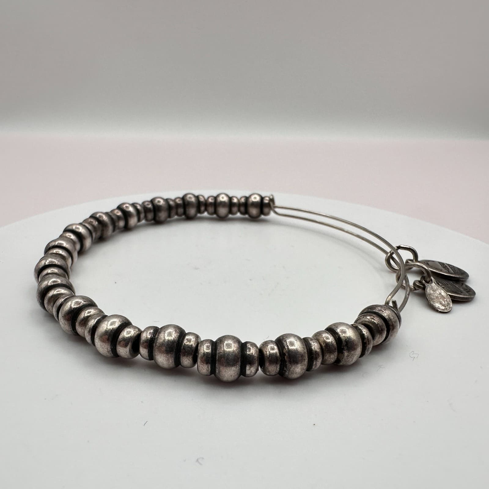 Vintage 90s Alex and Ani Silver-Tone Beaded Bracelet Women's Classic Jewelry - Thumbnail 3