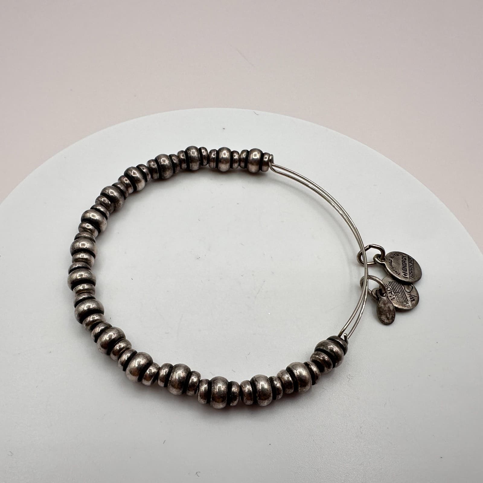 Vintage 90s Alex and Ani Silver-Tone Beaded Bracelet Women's Classic Jewelry - Thumbnail 5