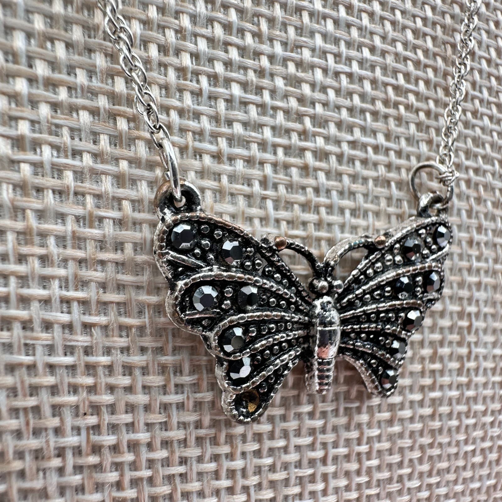 Vintage Y2K Silver Tone Butterfly Pendant Necklace Boho Women's Classic Jewelry - Thumbnail 6
