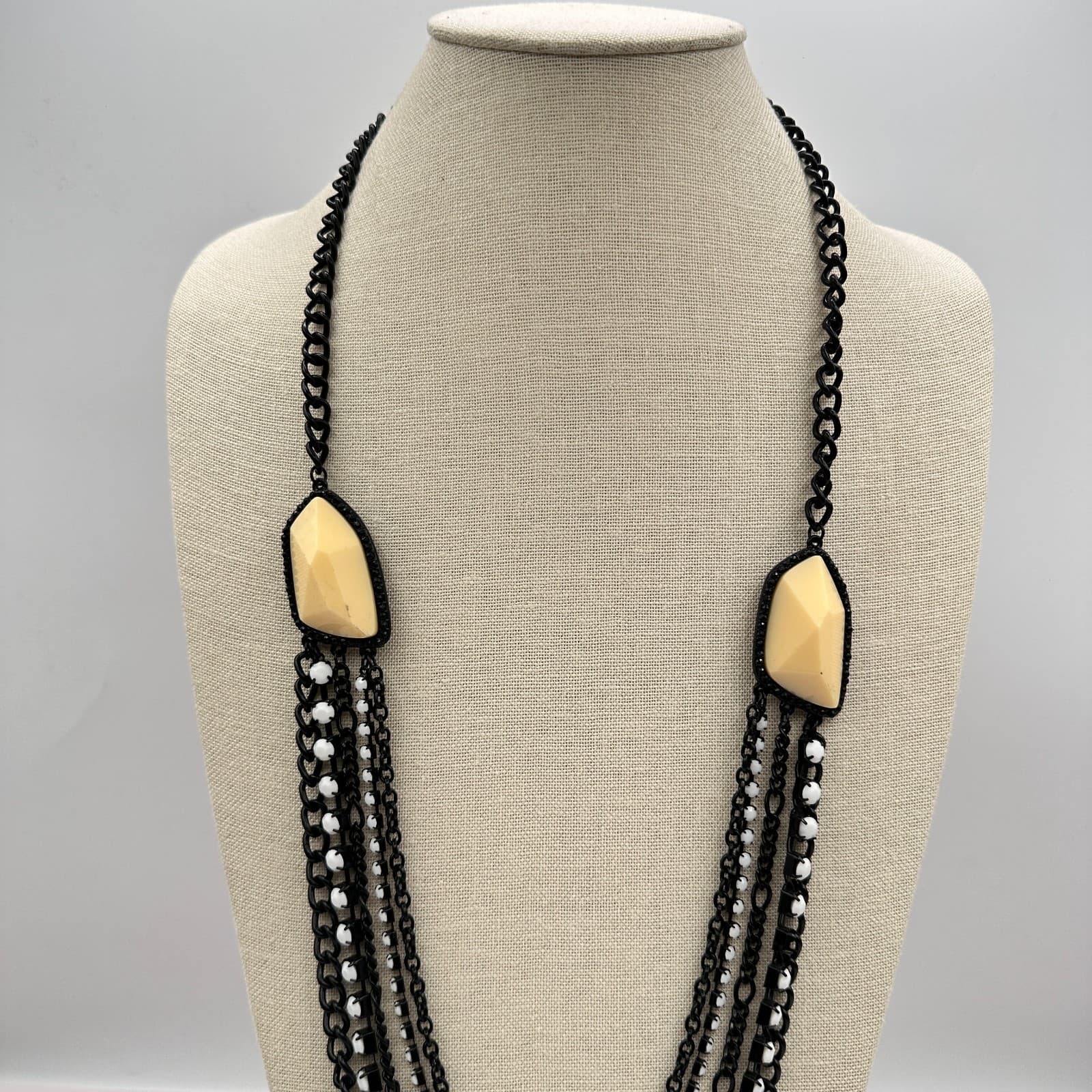 Vintage Y2K Multi Strand Chain Rhinestone Necklace Women's Classic Jewelry - Thumbnail 2