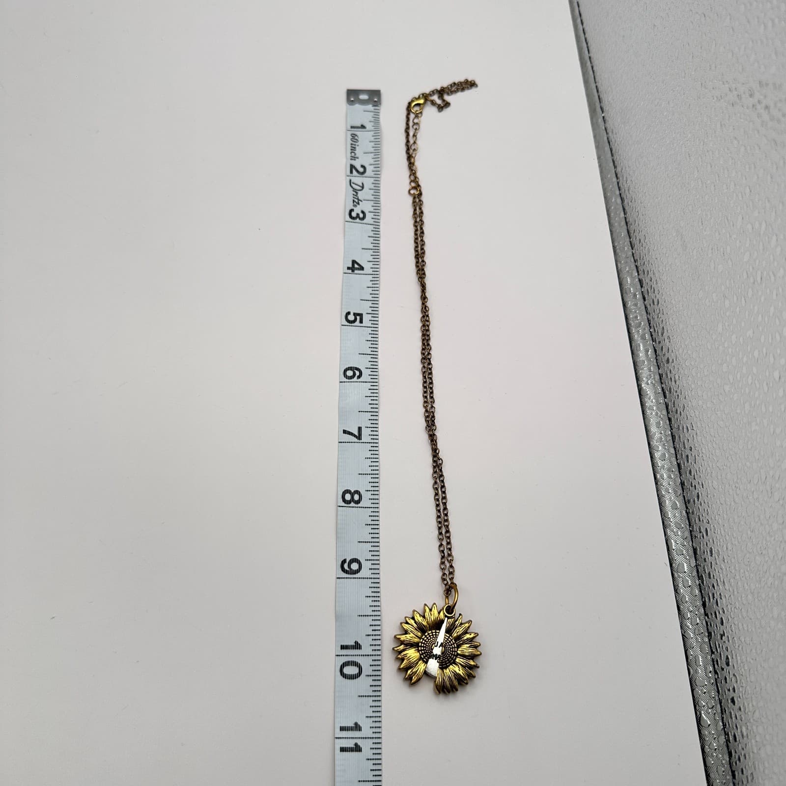 Vintage 90s Gold Tone You Are My Sunshine Sunflower Pendant Necklace Jewelry - Thumbnail 9
