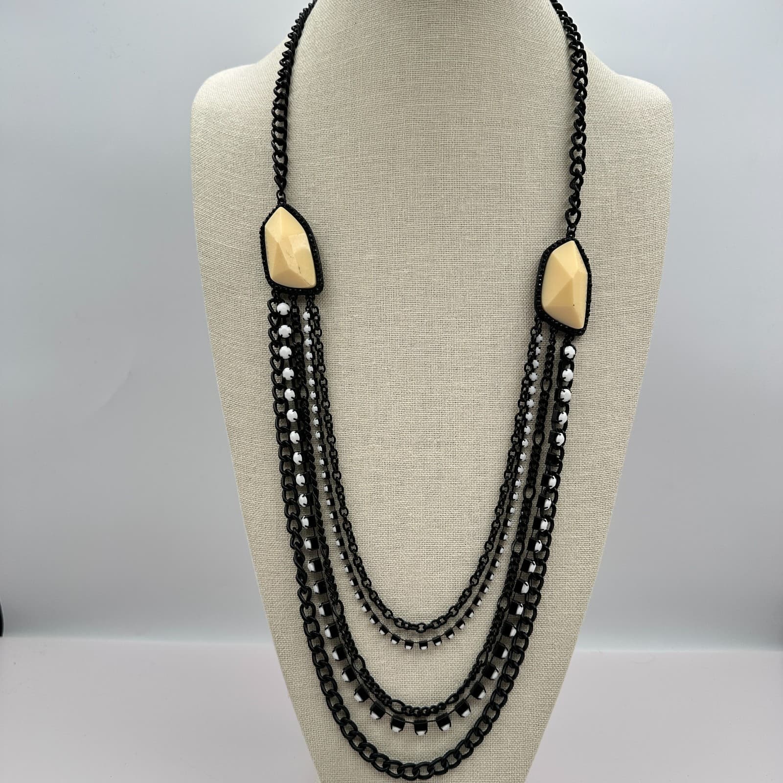 Vintage Y2K Multi Strand Chain Rhinestone Necklace Women's Classic Jewelry - Thumbnail 8
