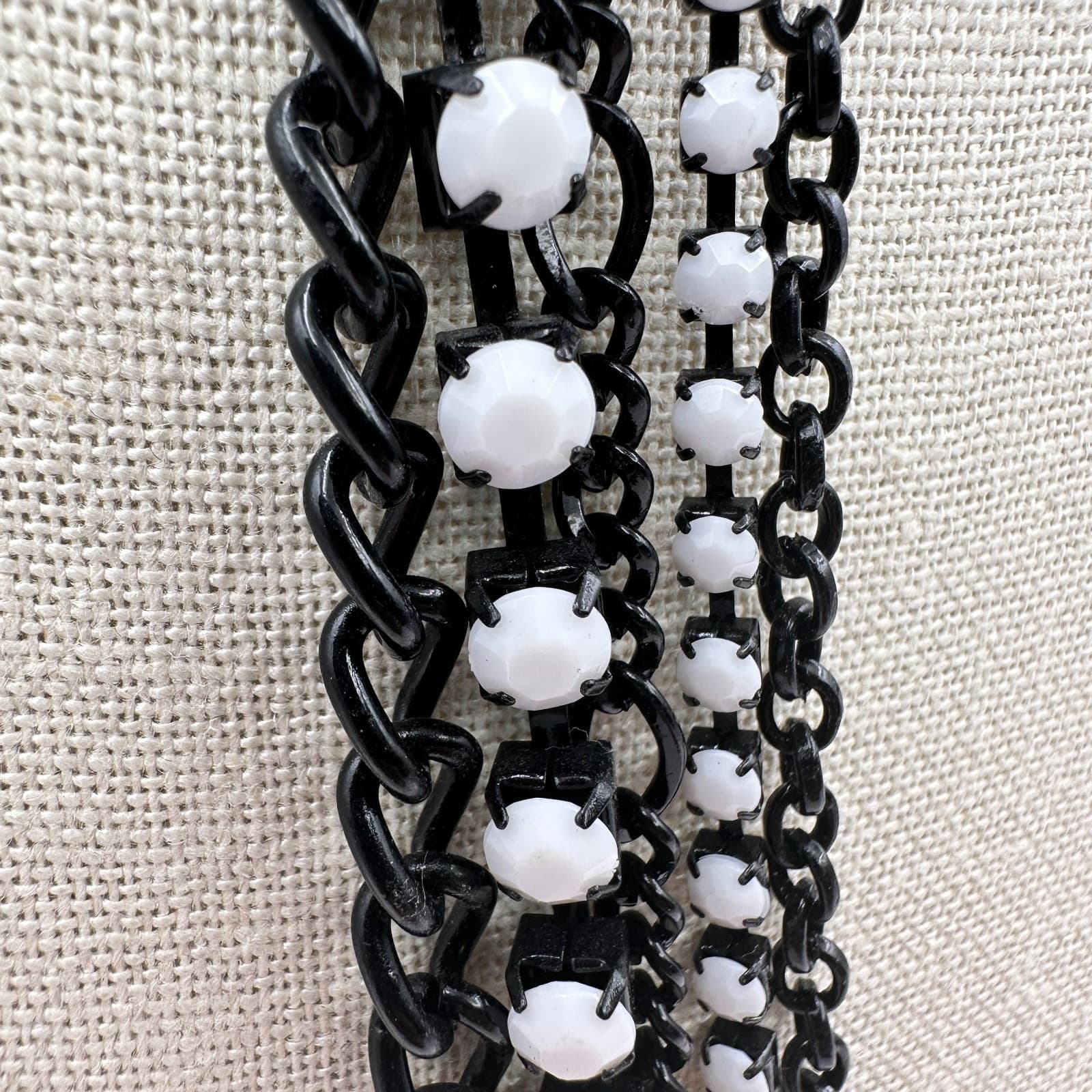 Vintage Y2K Multi Strand Chain Rhinestone Necklace Women's Classic Jewelry - Thumbnail 7