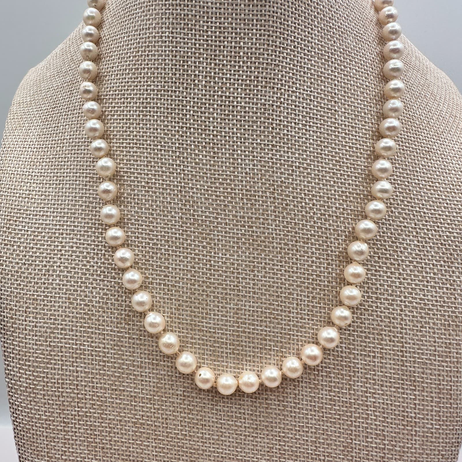 Vintage Y2k Cream Round Faux Pearl Beaded Necklace Women's Classic Jewelry - Thumbnail 2