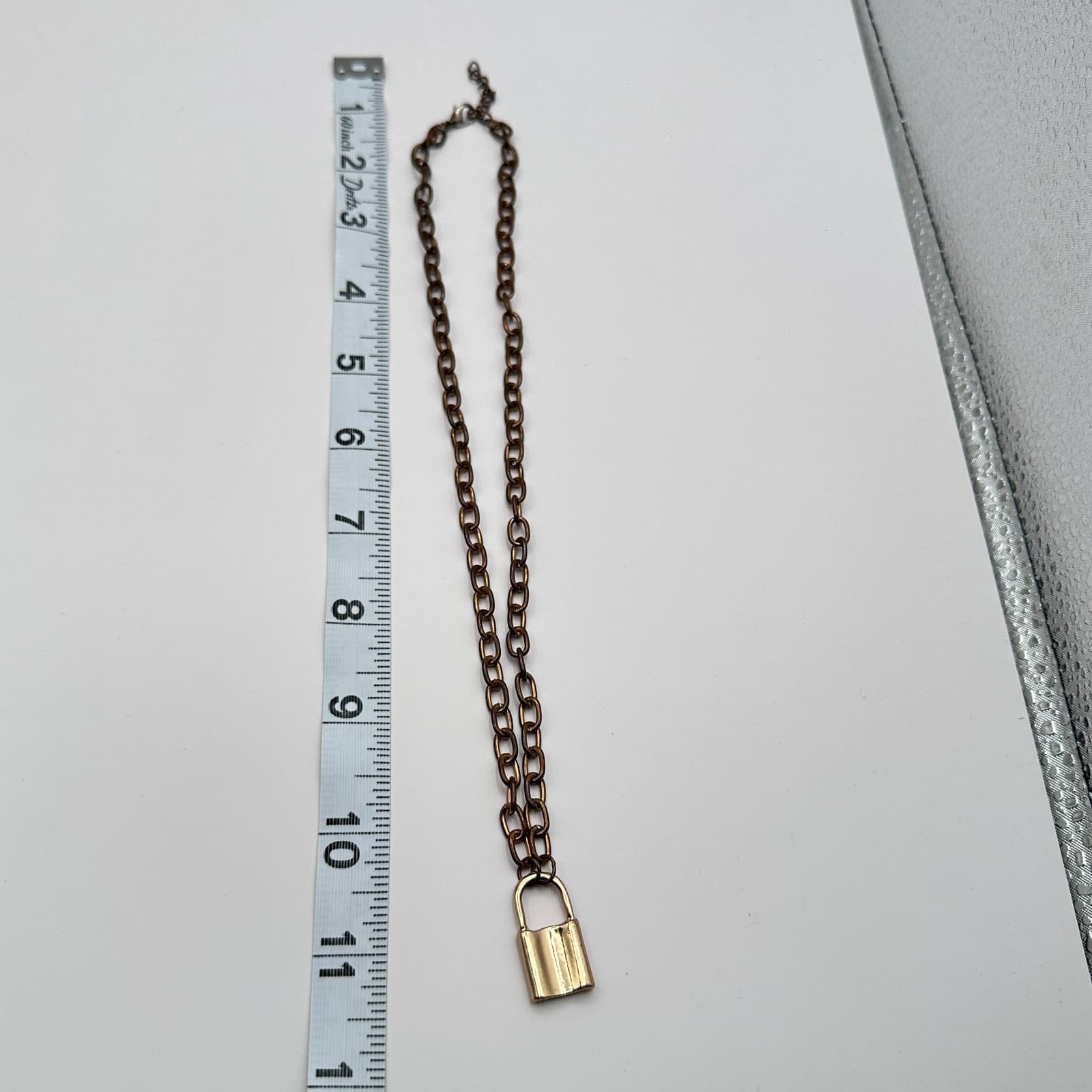 Vintage 90s Gold Tone Rolo Chain Padlock Pendant Necklace Women's Jewelry - Thumbnail 9