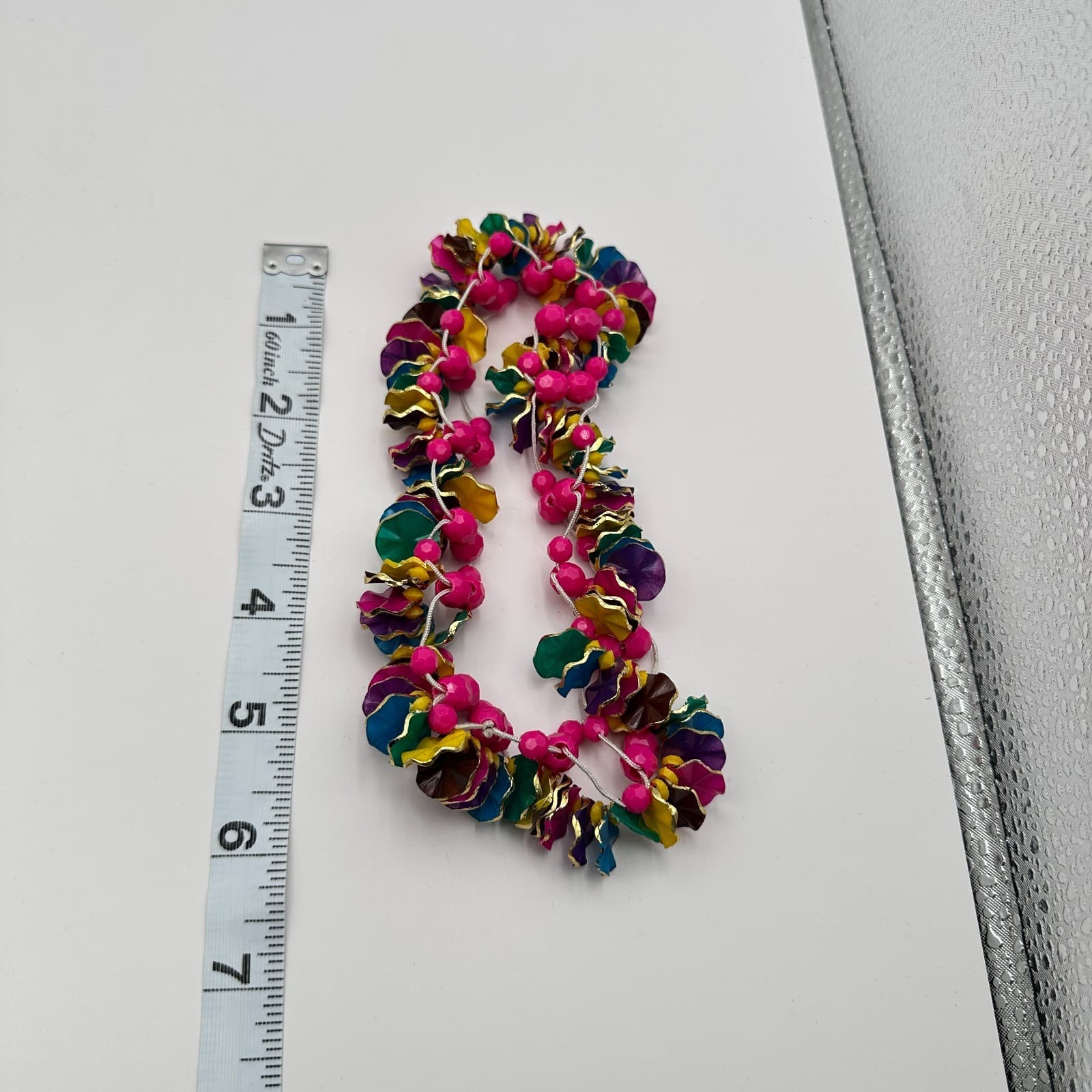 Vintage 80s Ruffle Disc Beaded Choker Necklace Boho Statement Women's Jewelry - Thumbnail 7
