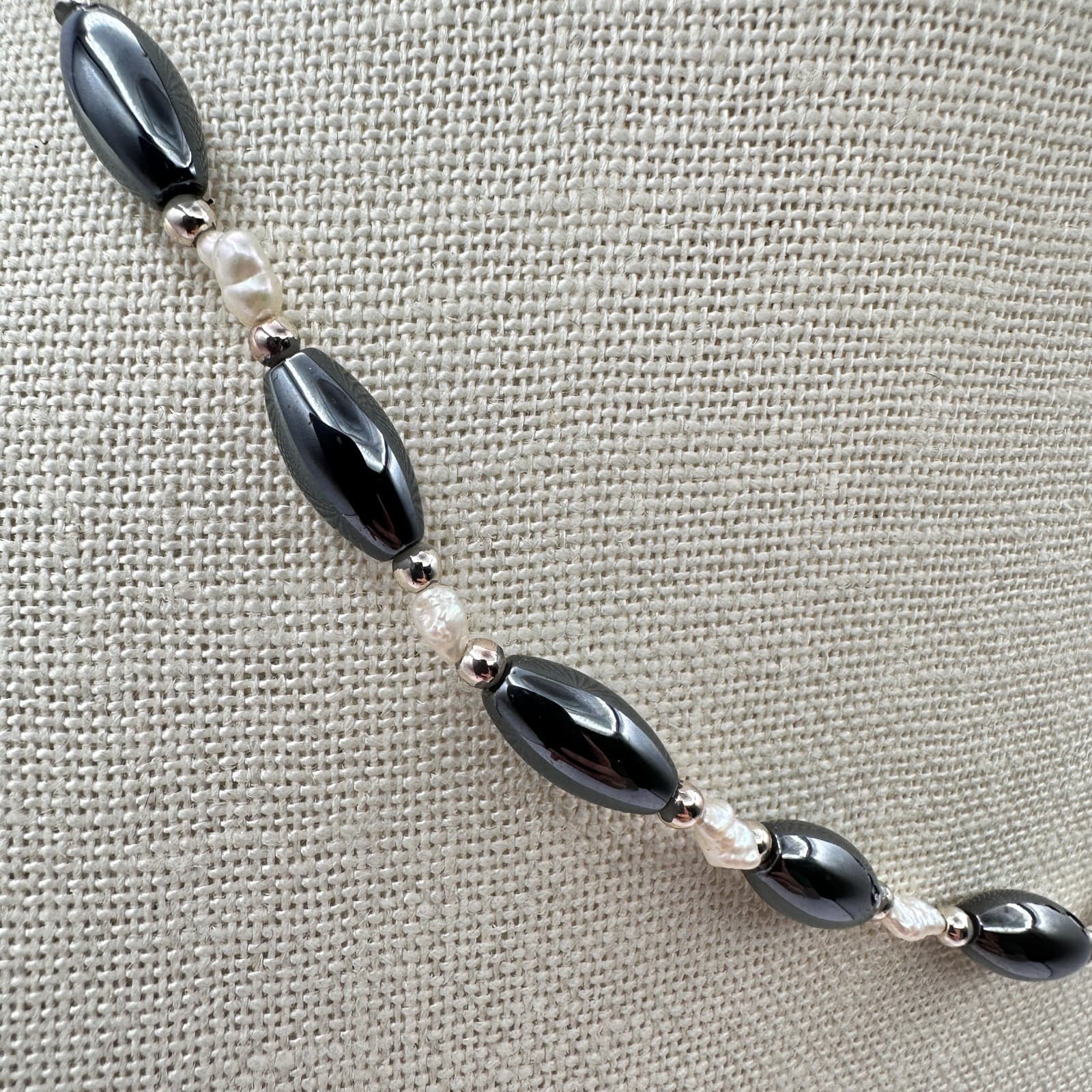 Vintage Y2K Silver-Tone Rice Beaded Necklace Minimalist Women's Classic Jewelry - Thumbnail 4
