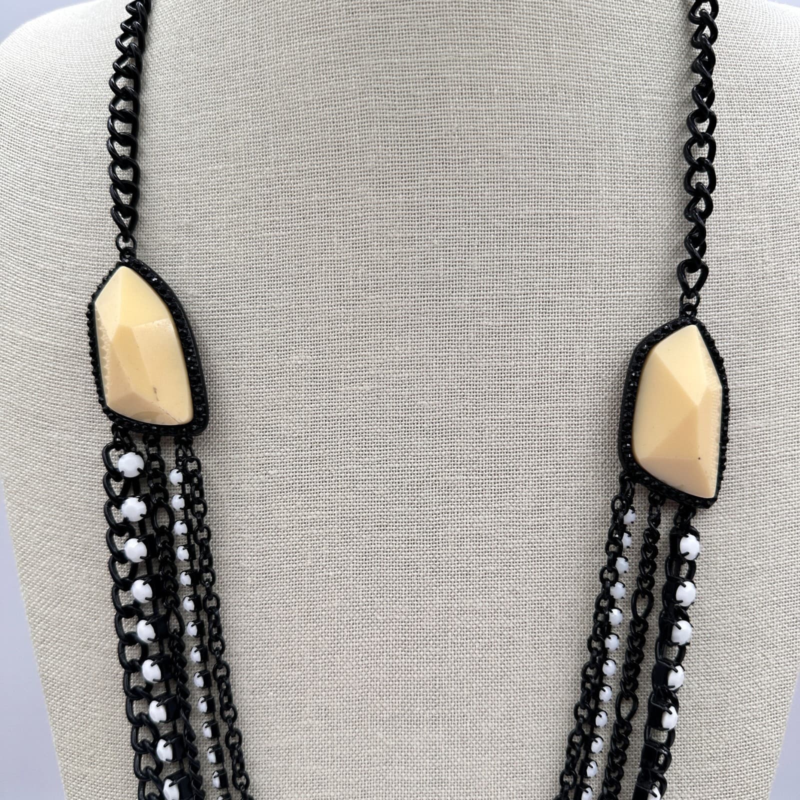 Vintage Y2K Multi Strand Chain Rhinestone Necklace Women's Classic Jewelry - Thumbnail 3