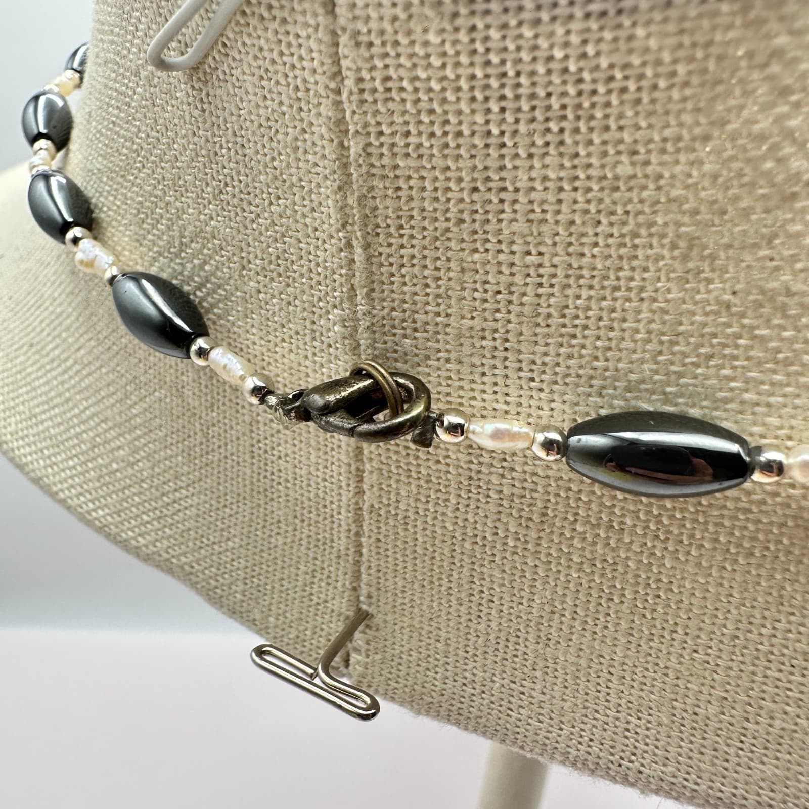 Vintage Y2K Silver-Tone Rice Beaded Necklace Minimalist Women's Classic Jewelry - Thumbnail 9