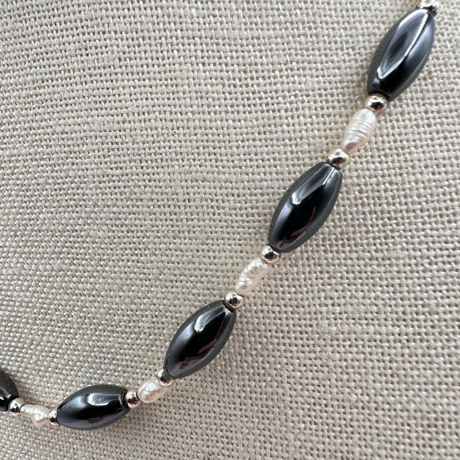 Vintage Y2K Silver-Tone Rice Beaded Necklace Minimalist Women's Classic Jewelry - Thumbnail 7