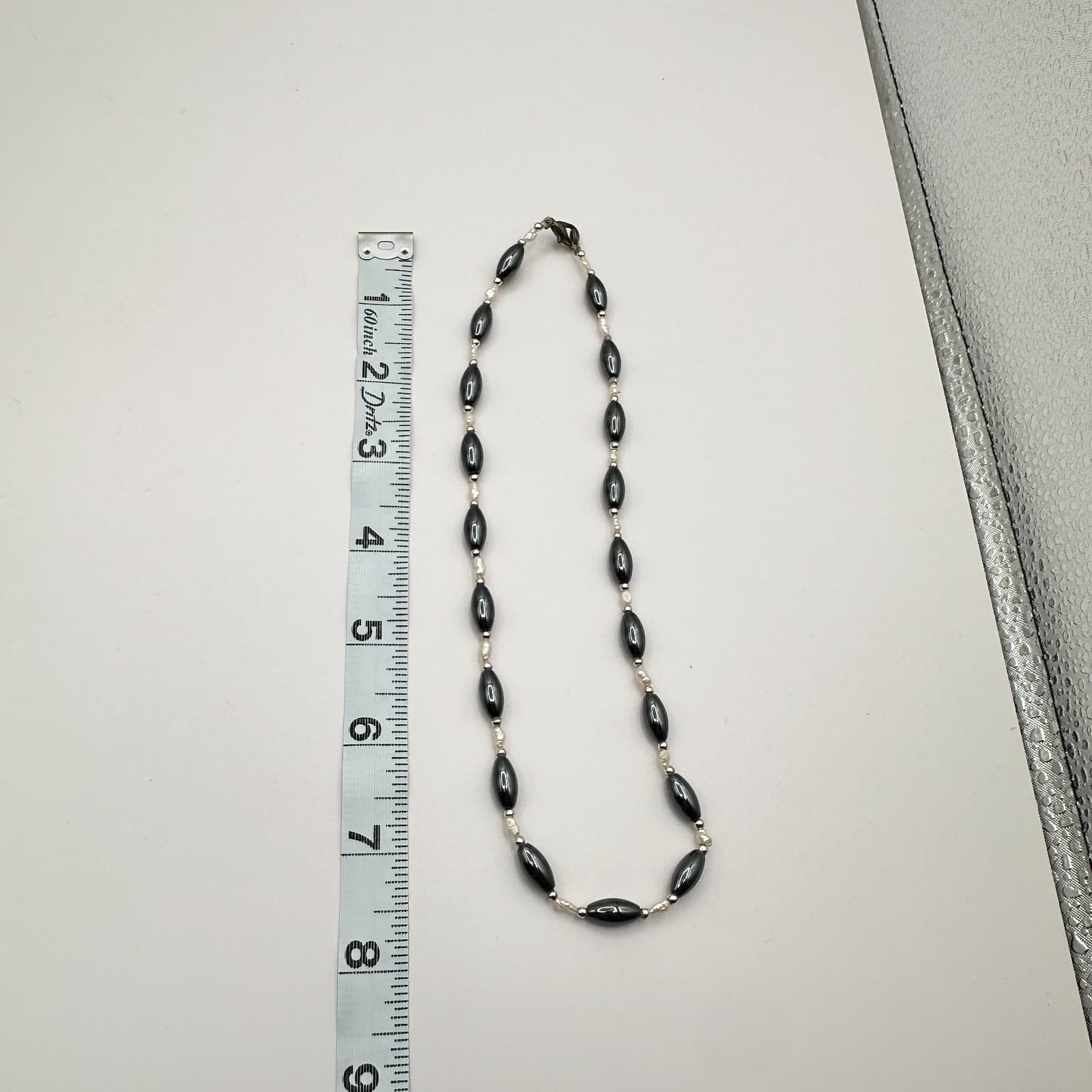 Vintage Y2K Silver-Tone Rice Beaded Necklace Minimalist Women's Classic Jewelry - Thumbnail 10