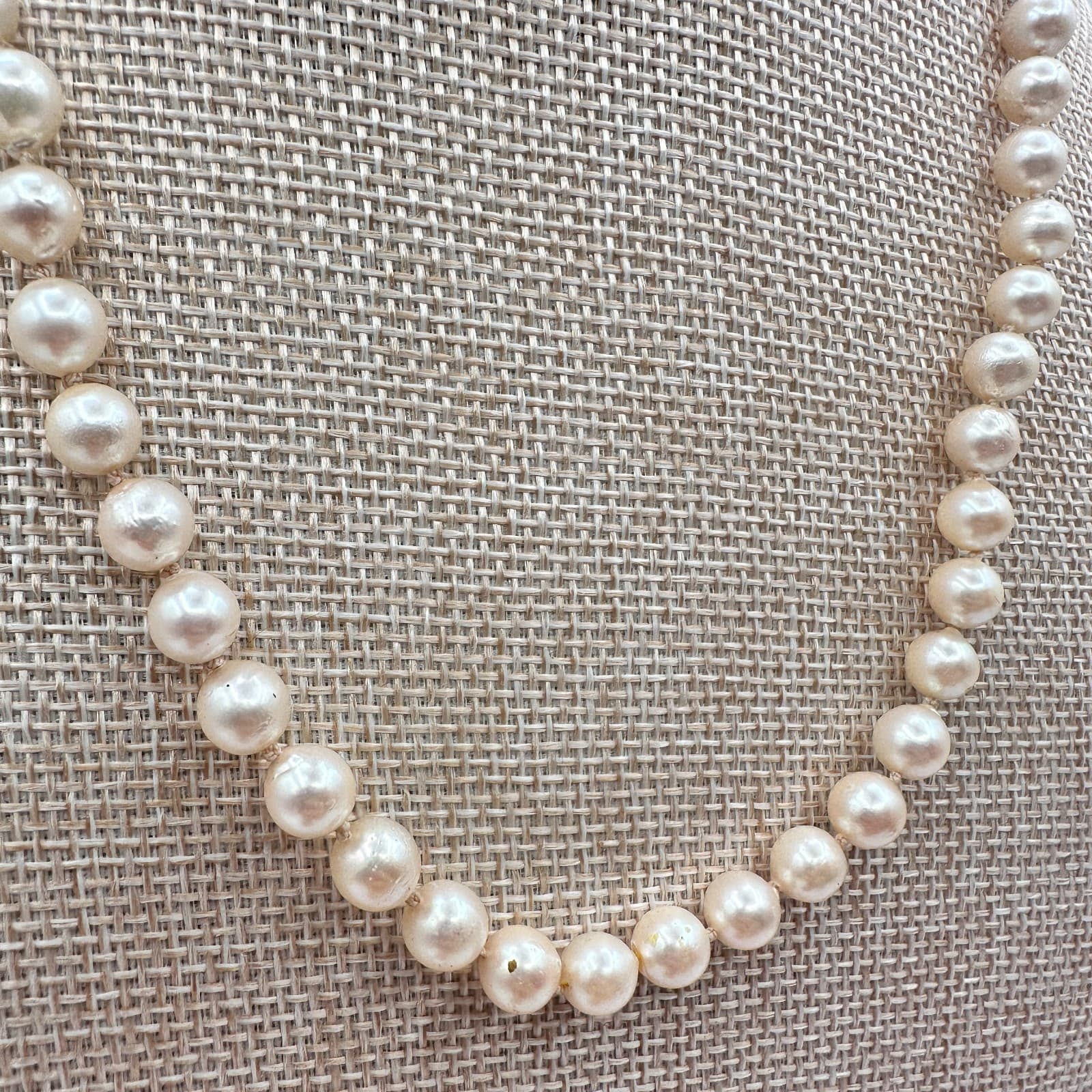 Vintage Y2k Cream Round Faux Pearl Beaded Necklace Women's Classic Jewelry - Thumbnail 4