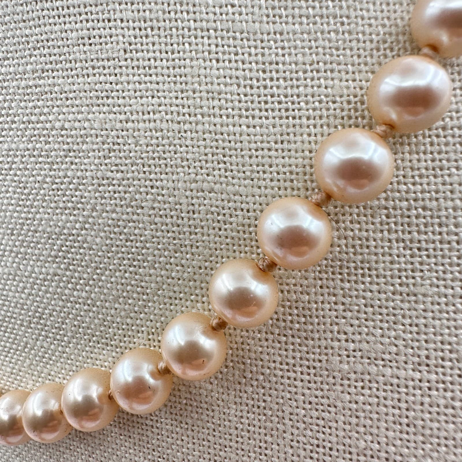 Vintage 90s Peach Faux Pearl Beaded Choker Necklace Women's Fashion Jewelry - Thumbnail 7