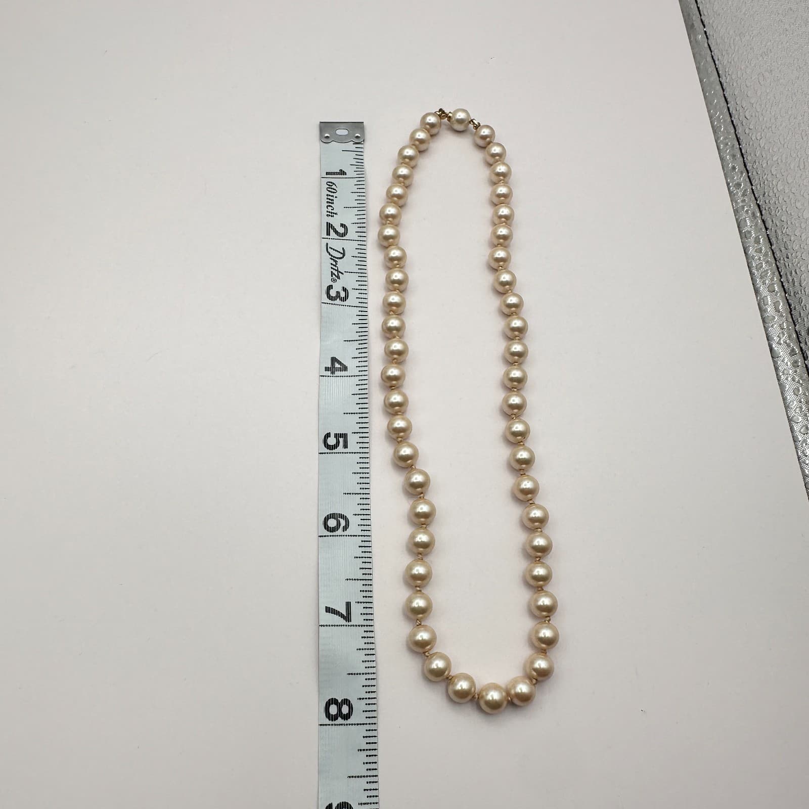 Vintage 90s Peach Faux Pearl Beaded Choker Necklace Women's Fashion Jewelry - Thumbnail 11