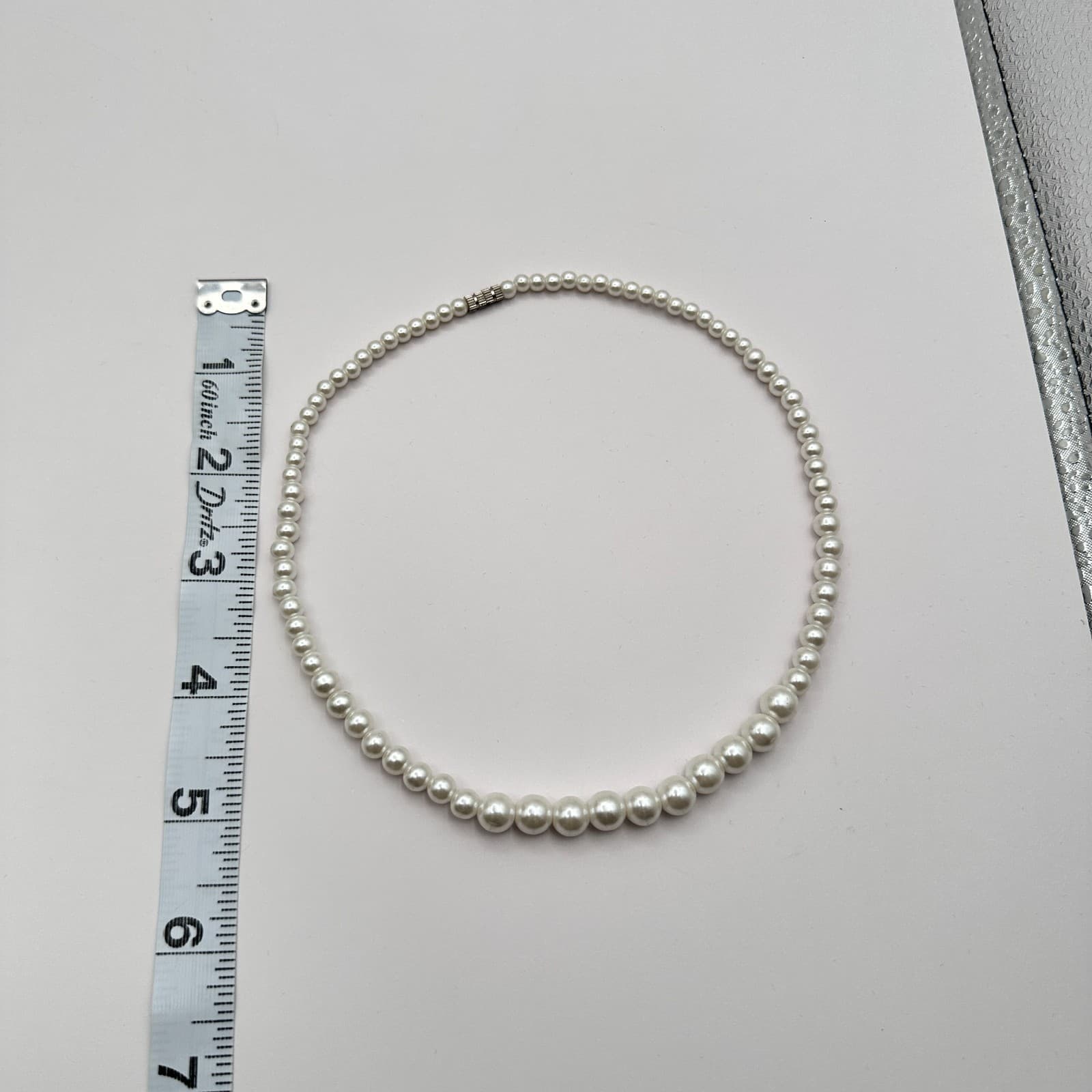 Vintage 90s White Faux Pearl Beaded Choker Necklace Women's Fashion Jewelry - Thumbnail 7