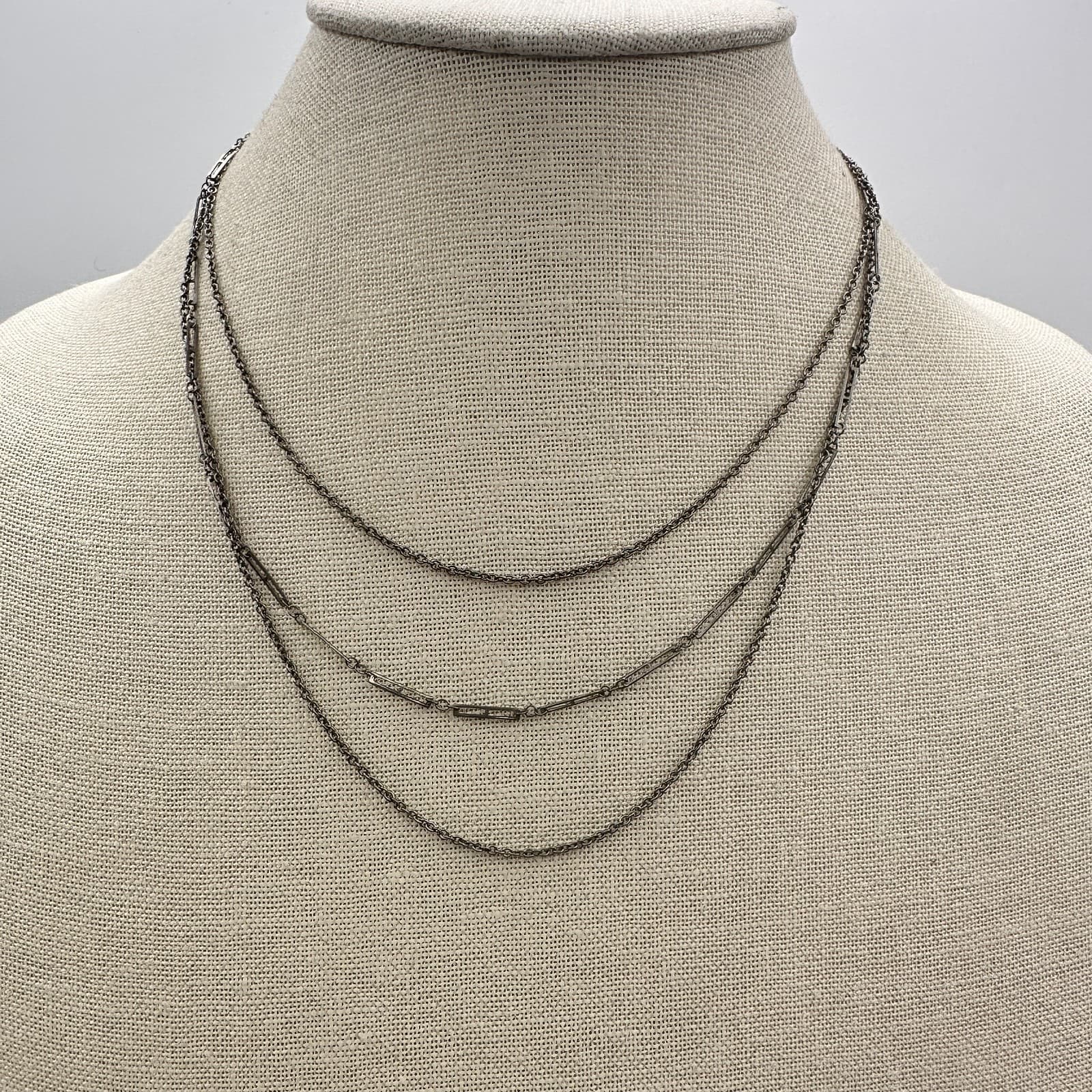 Vintage Y2K Multi Strand Silver Tone Chain Necklace Boho Women's Classic Jewelry - Thumbnail 5