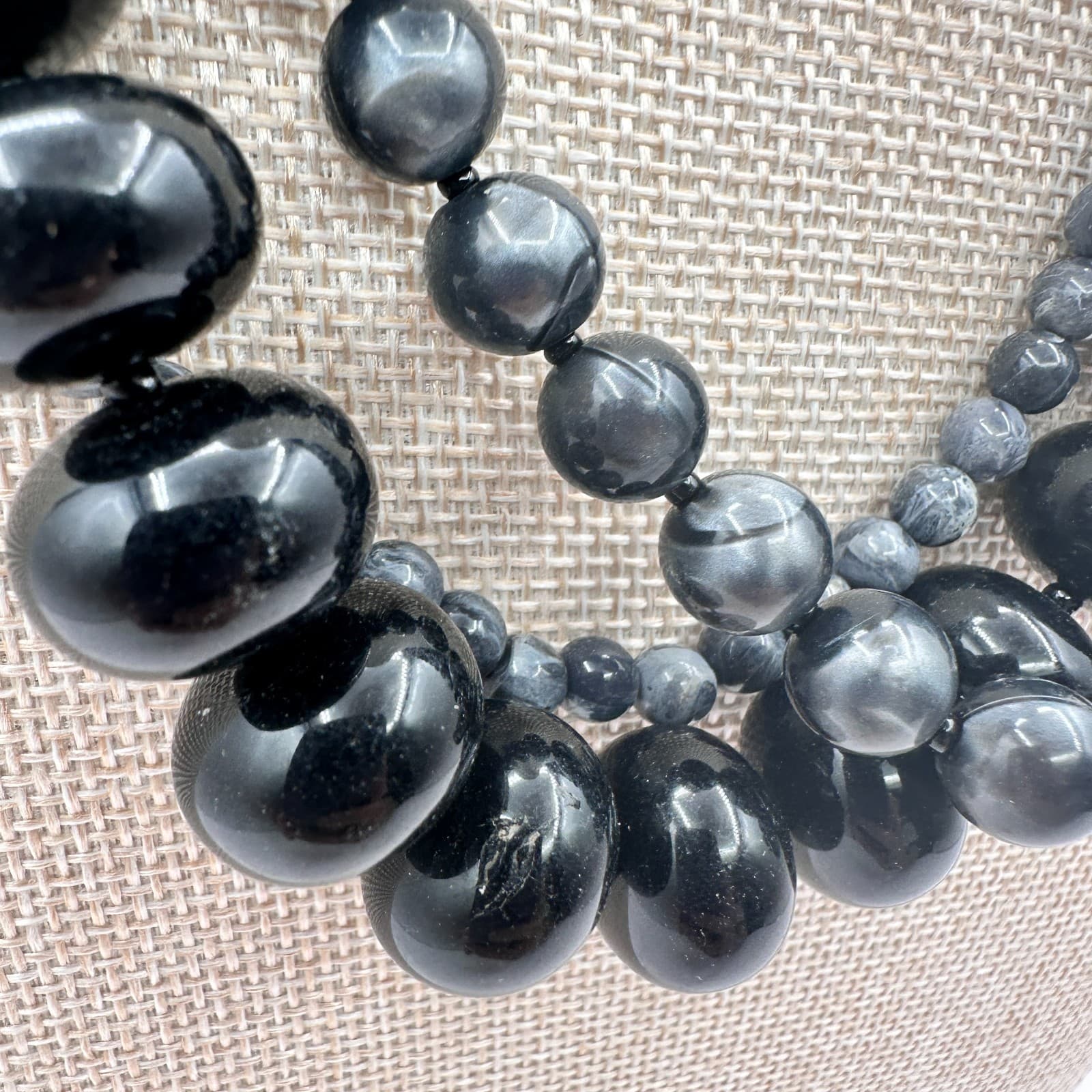 Vintage 90s Multi-Strand Beaded Statement Necklace Boho Women's Classic Jewelry - Thumbnail 4