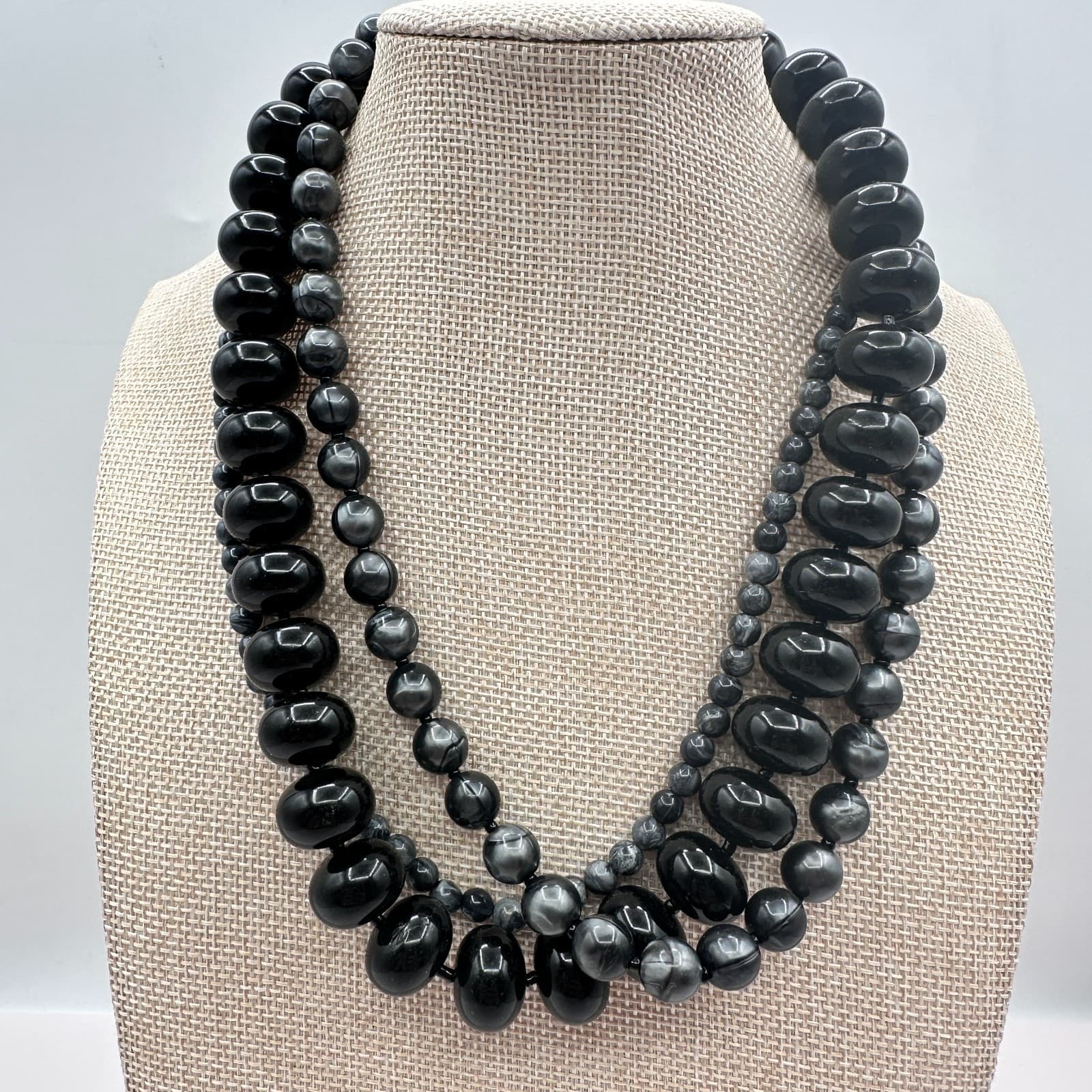 Vintage 90s Multi-Strand Beaded Statement Necklace Boho Women's Classic Jewelry - Thumbnail 8