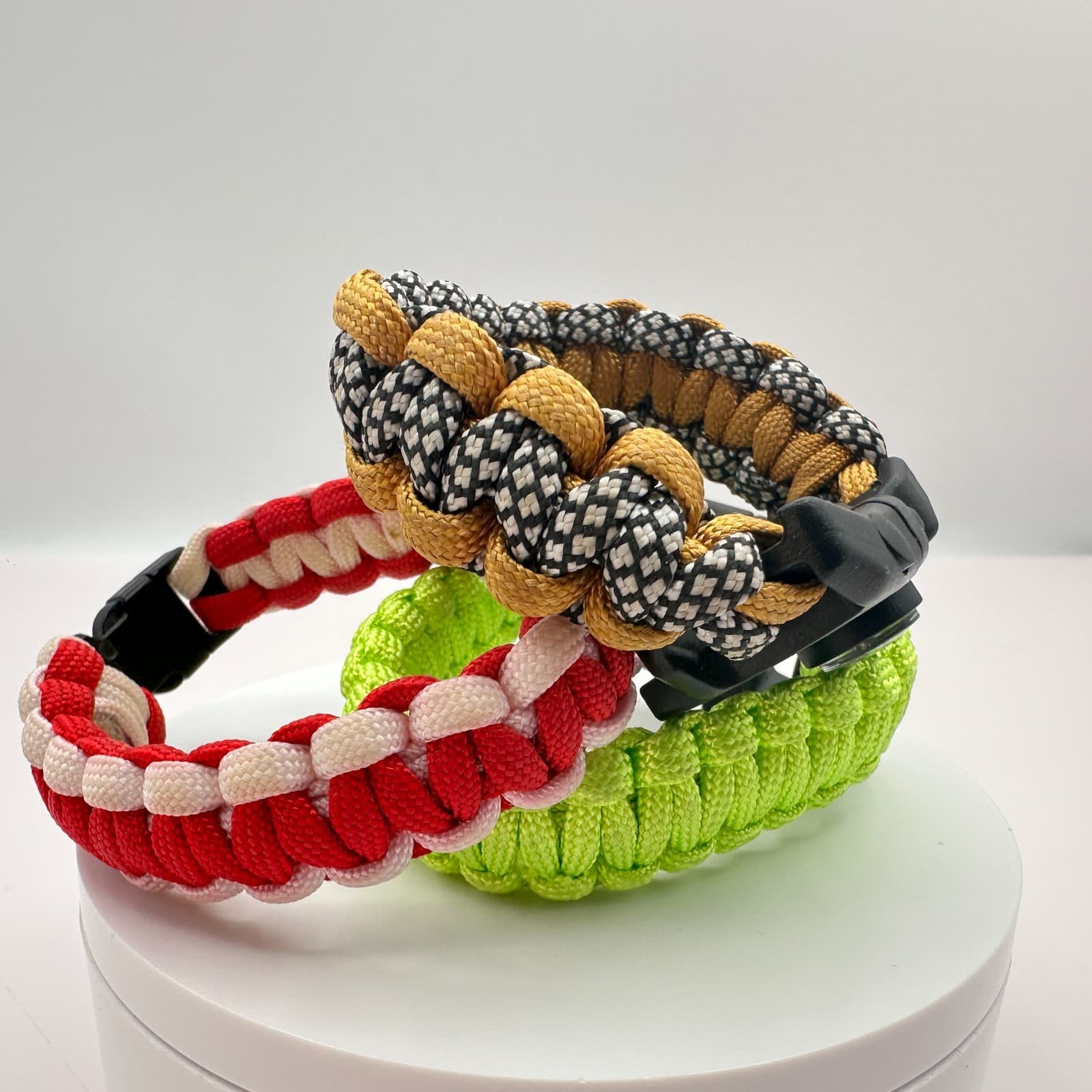 Vintage 90s Outdoor Survival Paracord Compass Bracelet Set Unisex Jewelry