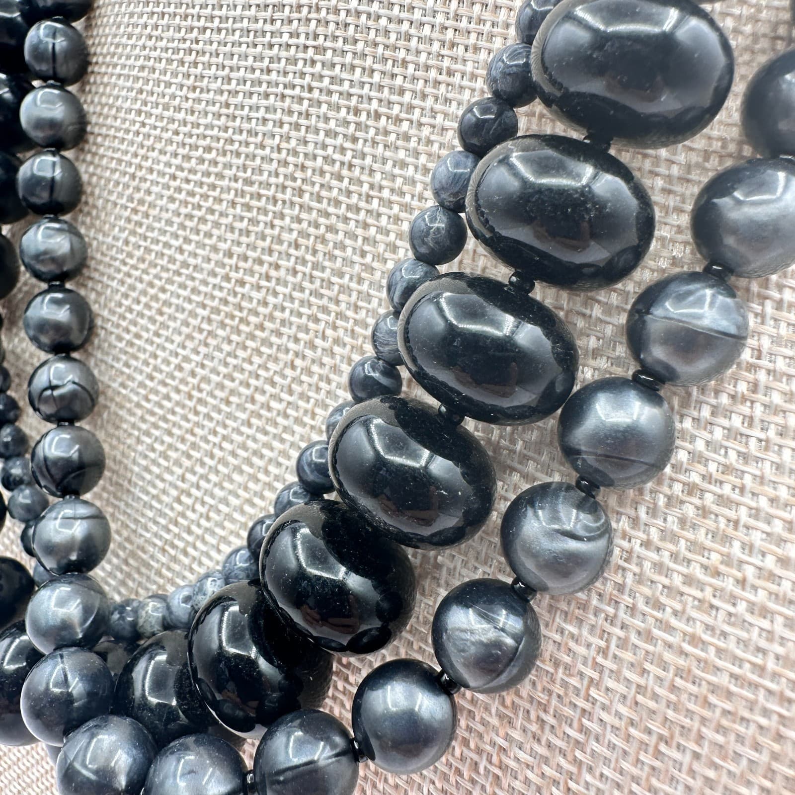 Vintage 90s Multi-Strand Beaded Statement Necklace Boho Women's Classic Jewelry - Thumbnail 7