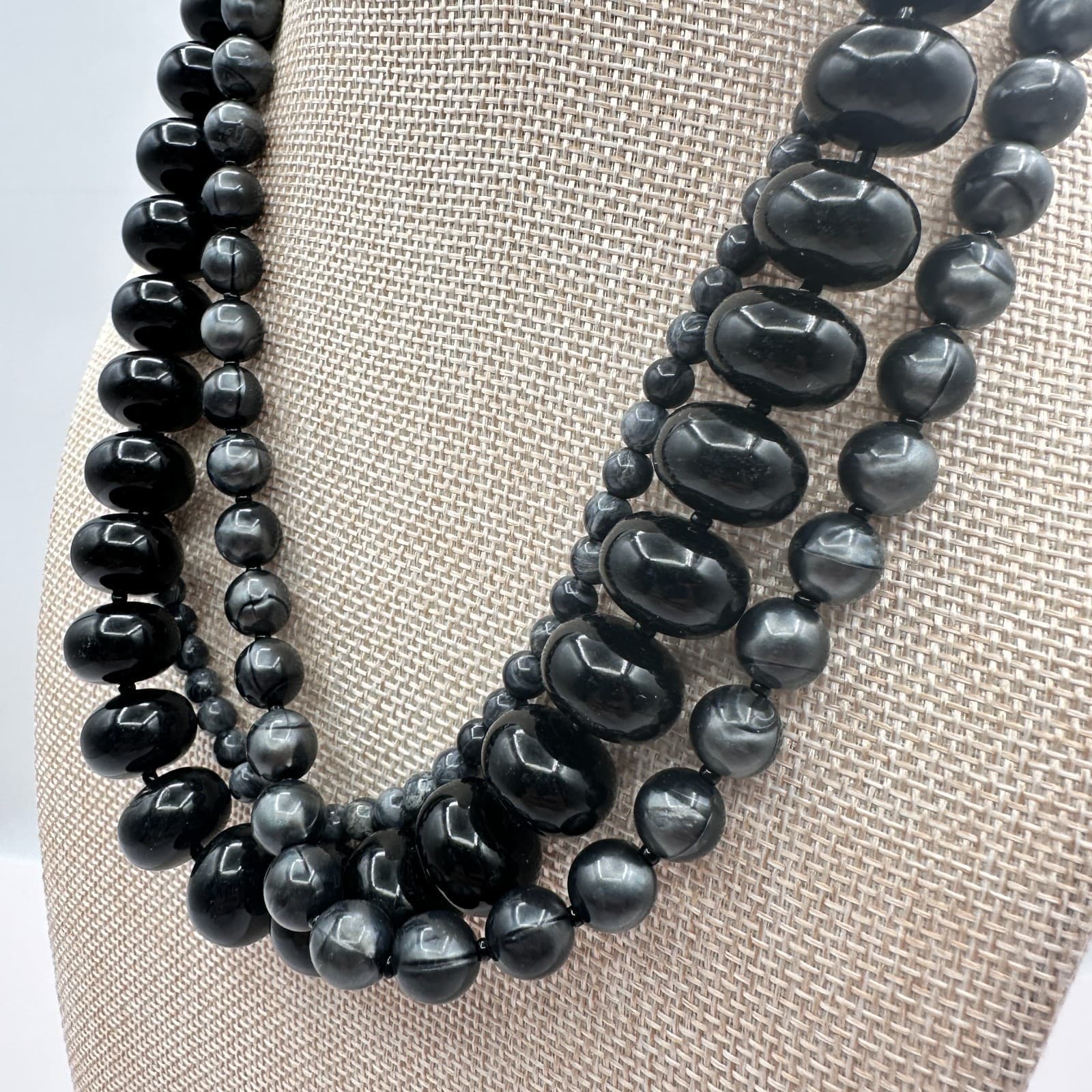 Vintage 90s Multi-Strand Beaded Statement Necklace Boho Women's Classic Jewelry - Thumbnail 6