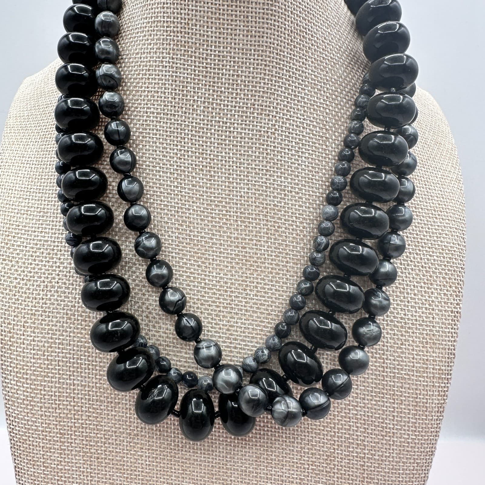 Vintage 90s Multi-Strand Beaded Statement Necklace Boho Women's Classic Jewelry - Thumbnail 2