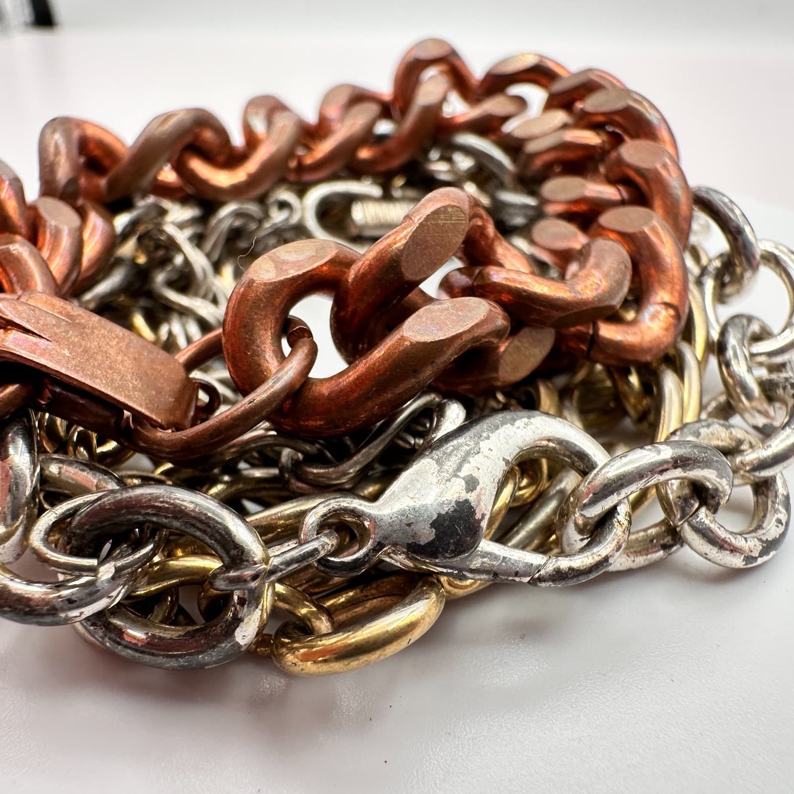 Vintage Y2K Link Chain Bracelets Set Chunky Women's Classic Fashion Jewelry - Thumbnail 4
