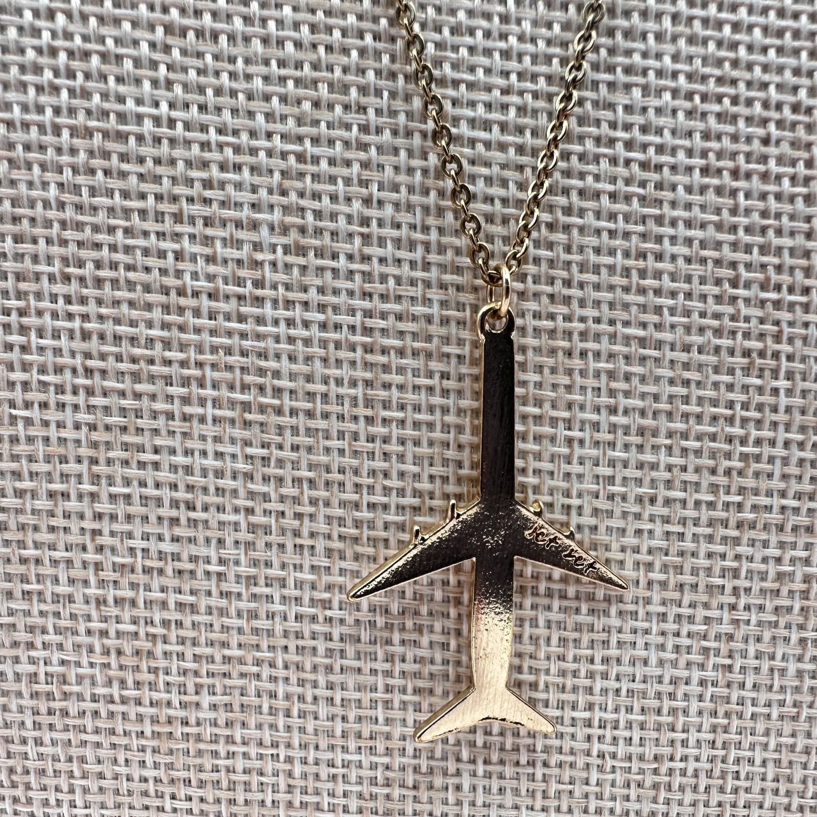 Vintage 90s Express Layered Necklace Airplane Jet I’m Outta Here Travel Jewelry - Thumbnail 3