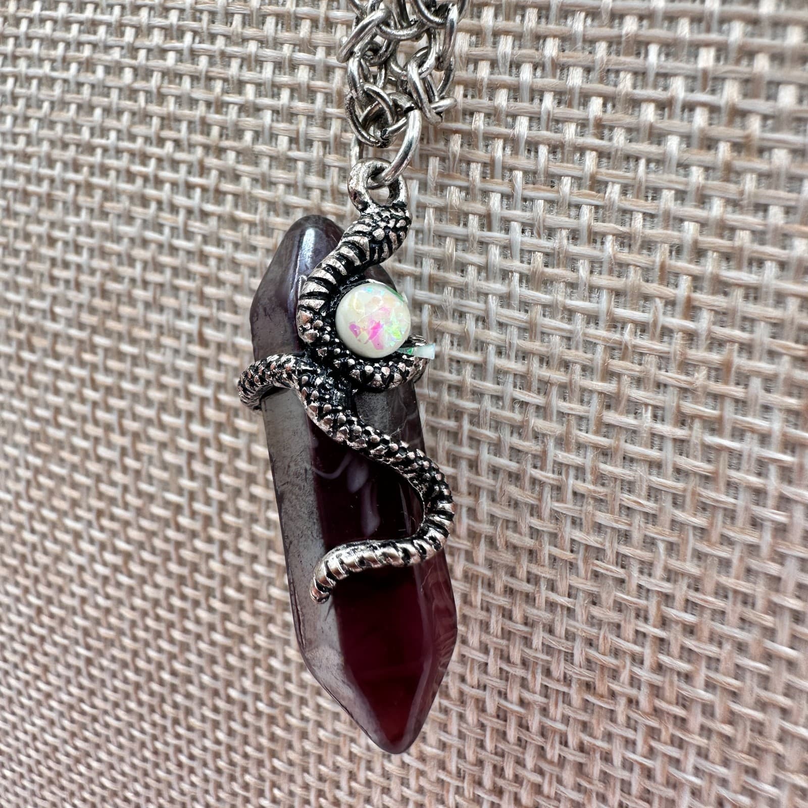 Vintage 90s Snake Wrap Point Necklace Boho Silver Tone Women's Classic Jewelry - Thumbnail 3