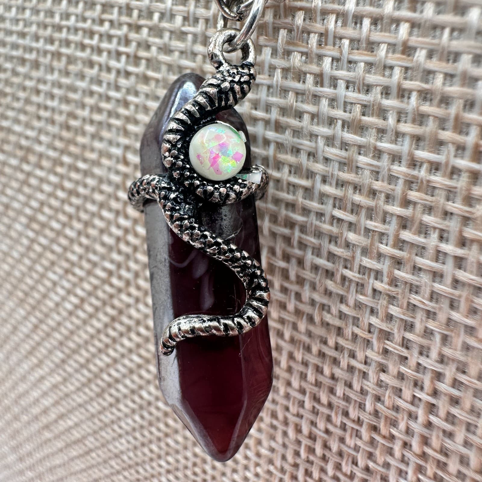 Vintage 90s Snake Wrap Point Necklace Boho Silver Tone Women's Classic Jewelry - Thumbnail 4