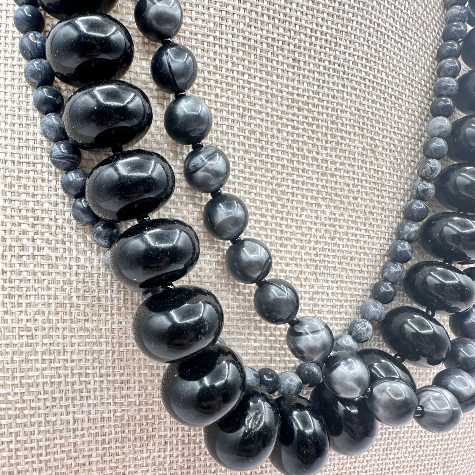 Vintage 90s Multi-Strand Beaded Statement Necklace Boho Women's Classic Jewelry - Thumbnail 3