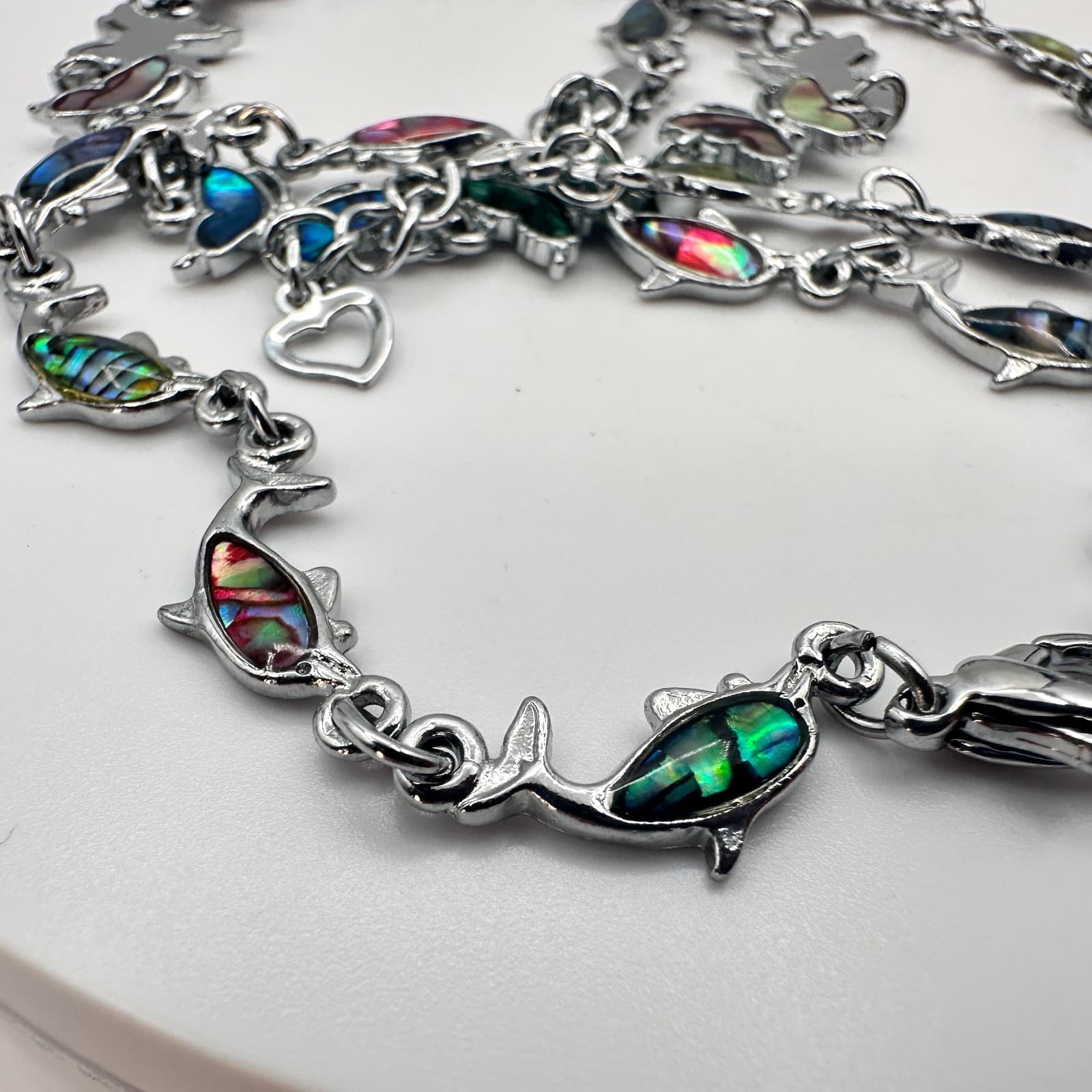 Vintage Y2K Butterfly Dolphin Abalone Inlay Bracelet Set Women's Fashion Jewelry - Thumbnail 3