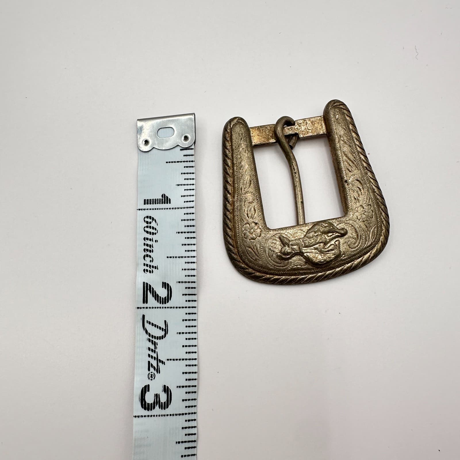 Vintage 80s 90s Western Floral Engraved Slotted Concho Belt Buckles Set - Thumbnail 7