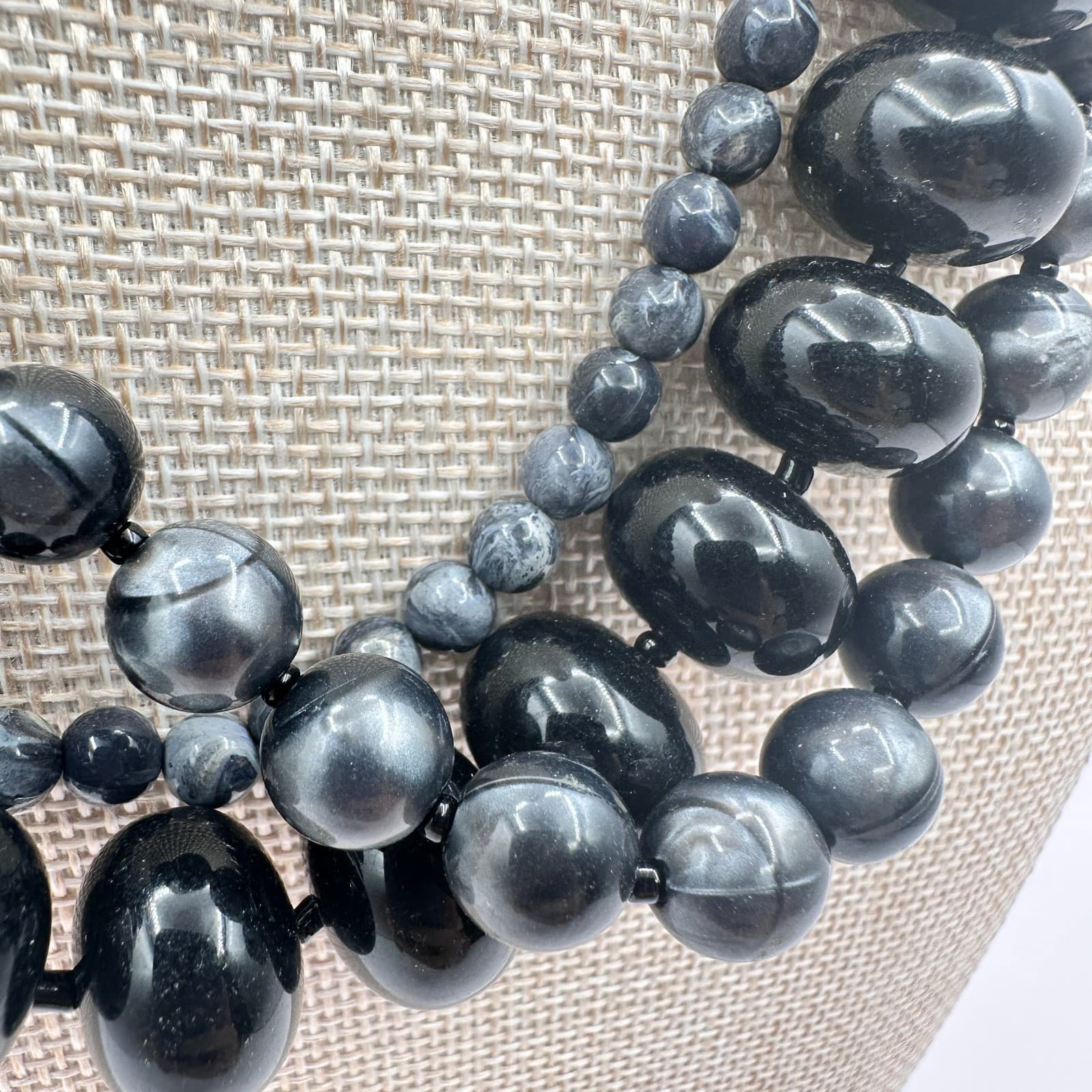 Vintage 90s Multi-Strand Beaded Statement Necklace Boho Women's Classic Jewelry - Thumbnail 5