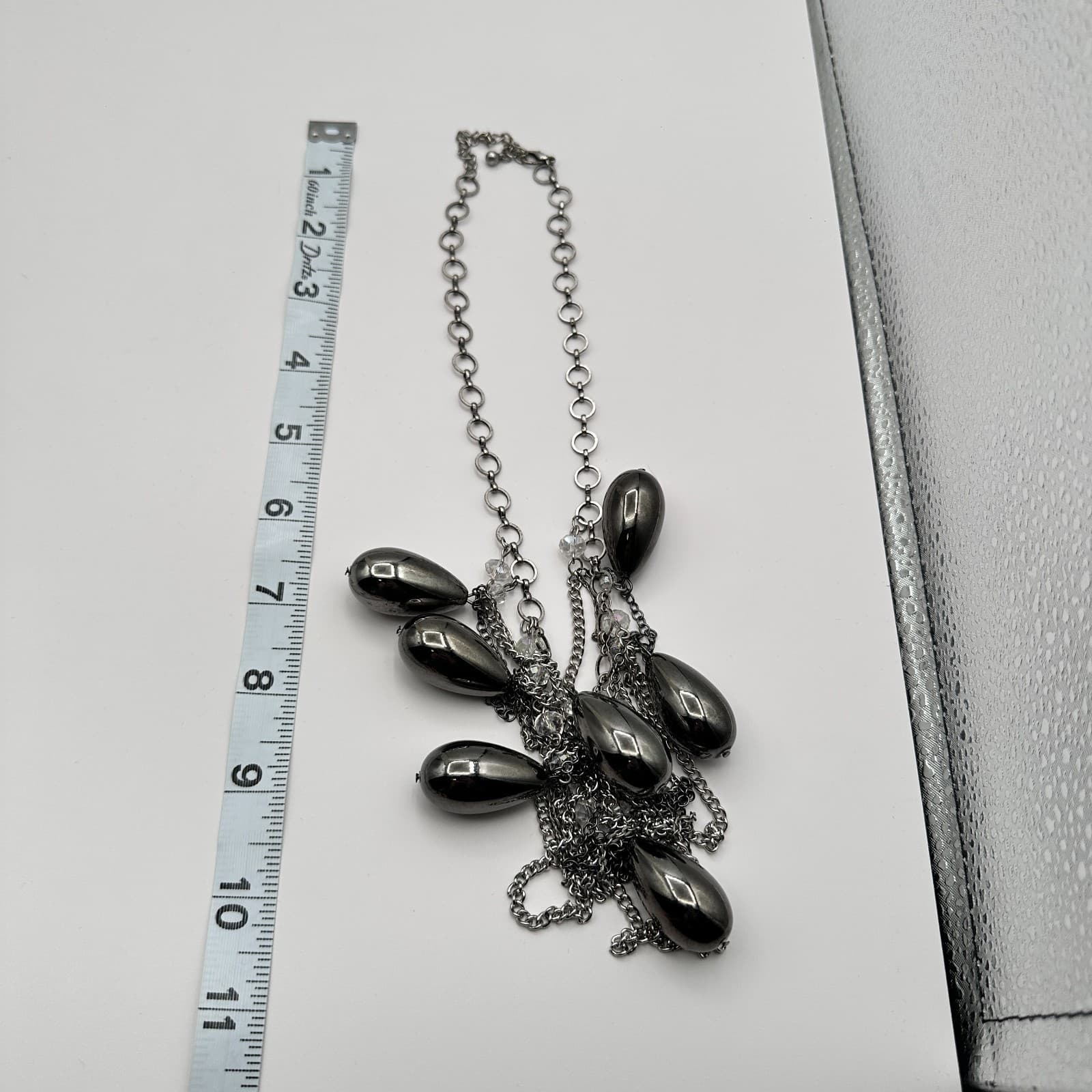 Vintage Y2K Silver Tone Teardrop Bib Necklace Boho Retro Women's Classic Jewelry - Thumbnail 9