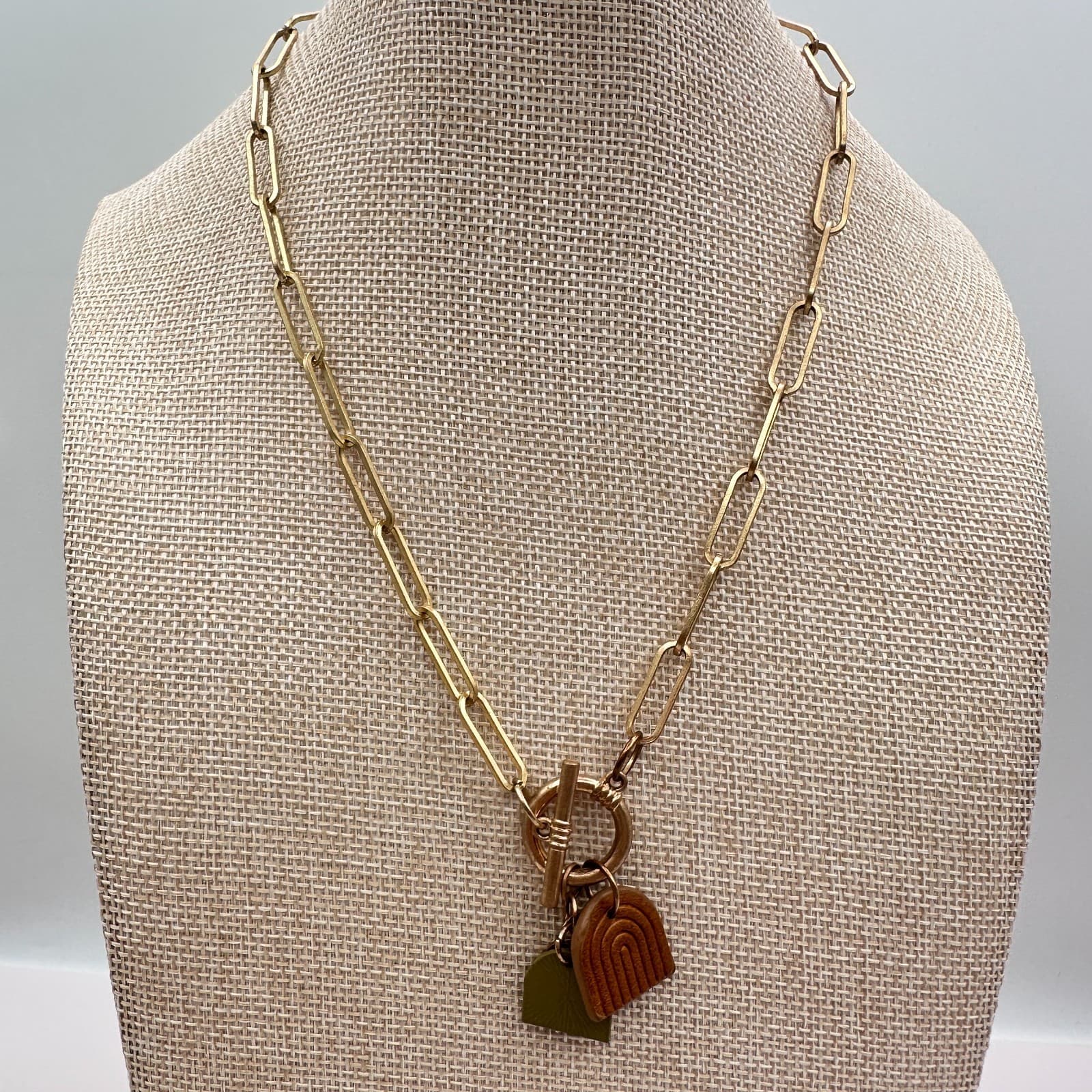 Vintage Y2K Gold Tone Paperclip Chain Toggle Clasp Necklace Women's Jewelry - Thumbnail 6