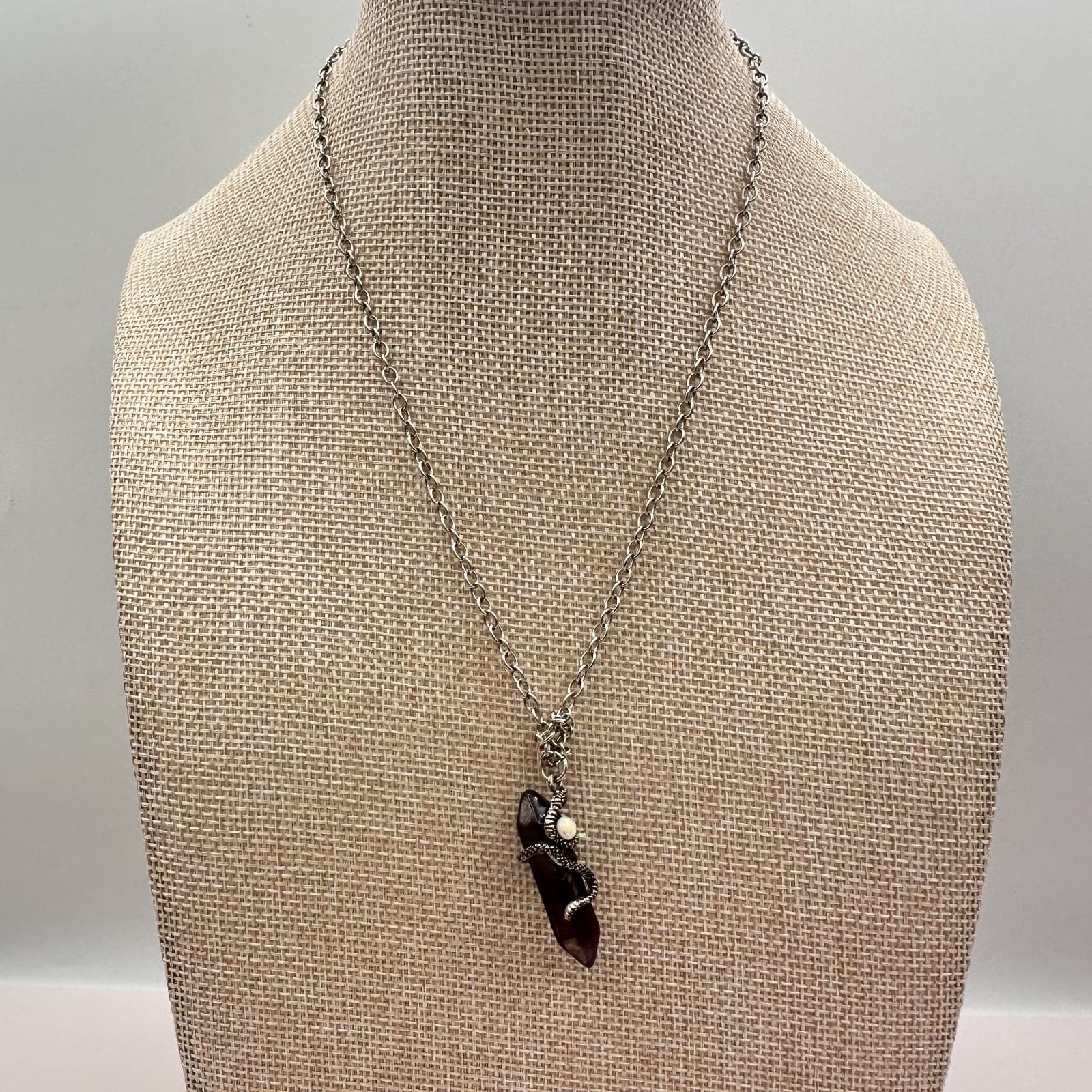 Vintage 90s Snake Wrap Point Necklace Boho Silver Tone Women's Classic Jewelry - Thumbnail 2