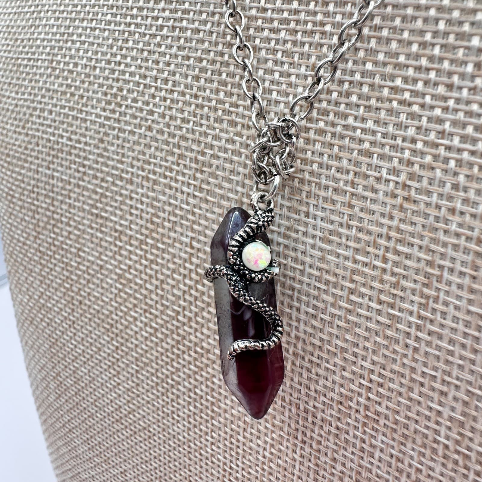 Vintage 90s Snake Wrap Point Necklace Boho Silver Tone Women's Classic Jewelry - Thumbnail 5