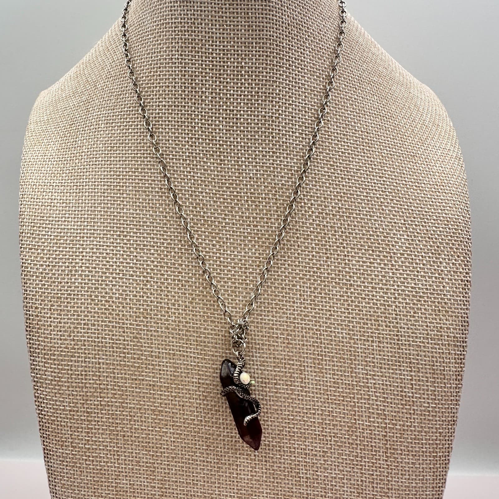 Vintage 90s Snake Wrap Point Necklace Boho Silver Tone Women's Classic Jewelry - Thumbnail 6
